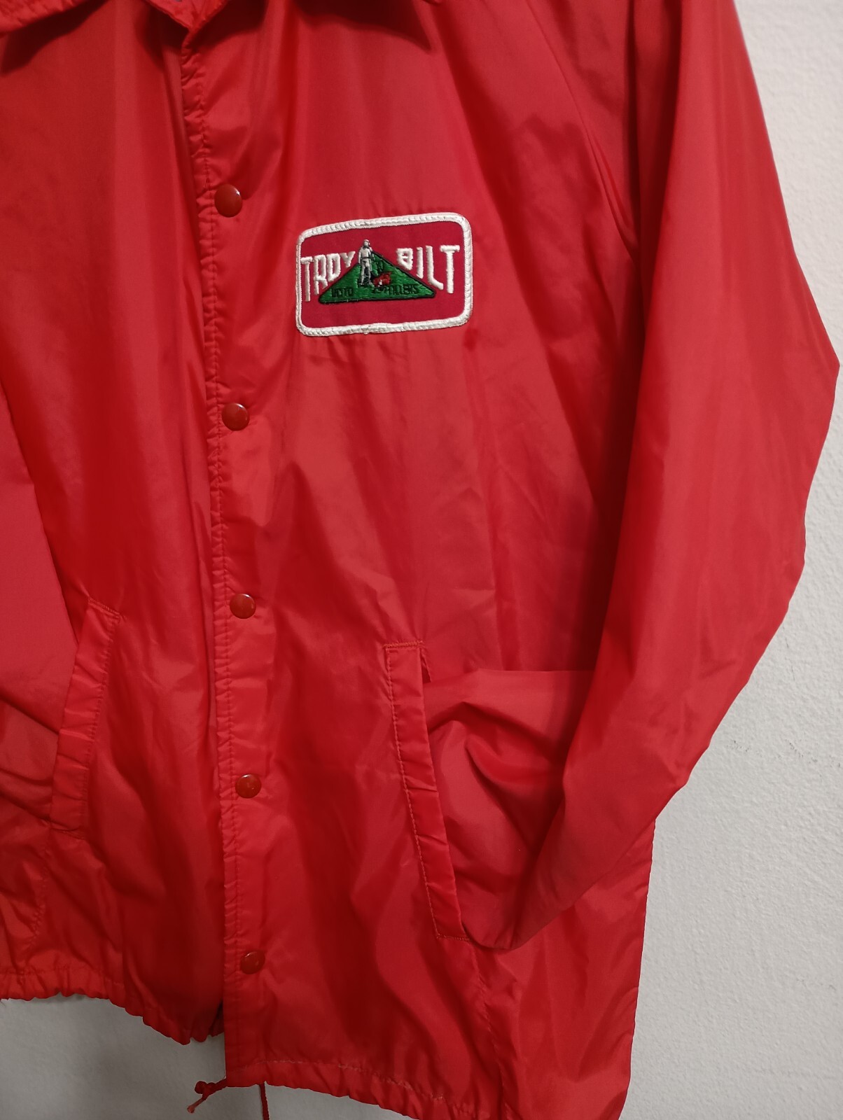 Sports Master Troy Bilt Mens Red Lightweight Snap Up Windbreaker Size Small