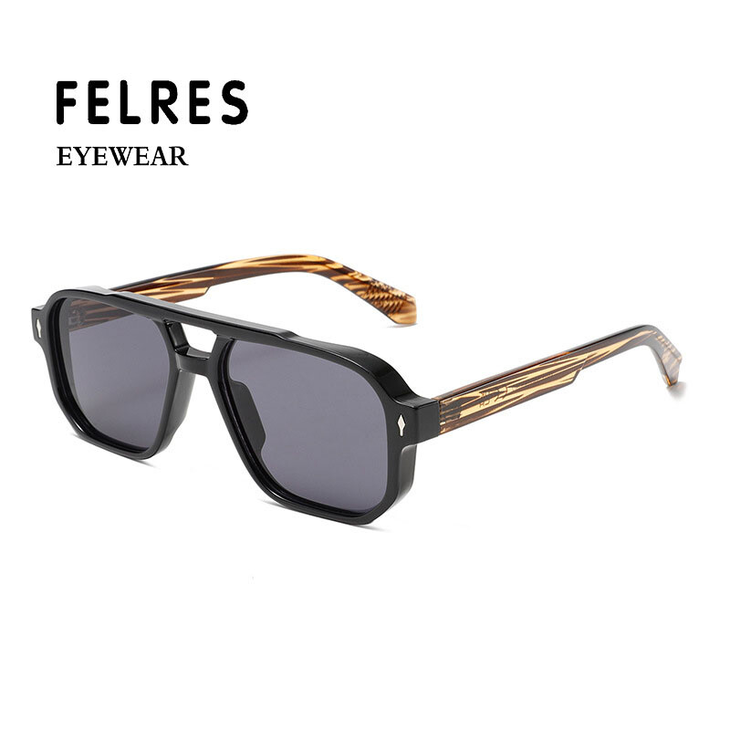Classic Square Double Bridge Pilot Sunglasses Men Retro Outdoor Shade Glasses