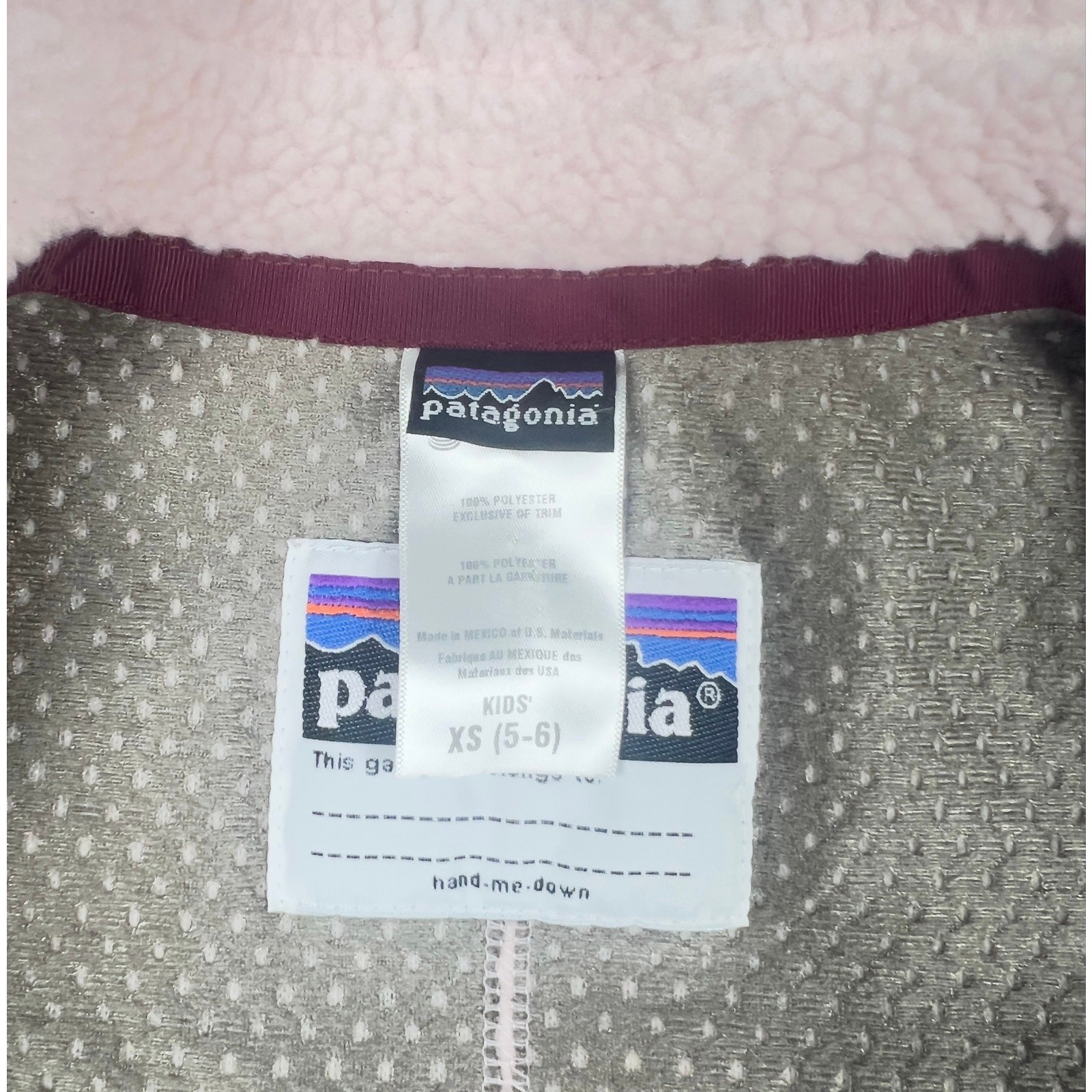 Vintage 2008 Patagonia Kids Retro-X Vest 65615 XS 5-6 Petal Pink Fleece 2008