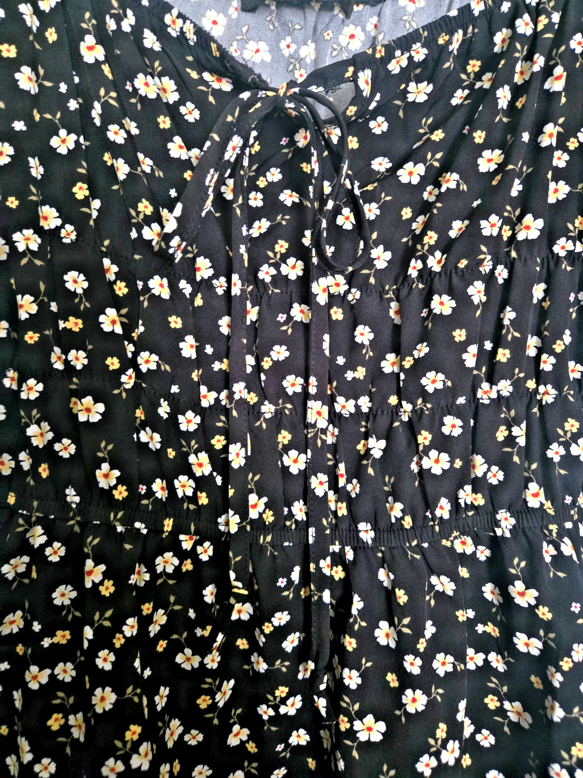Hesperus Womens Floral Mini Dress Puff Sleeve Tie Front Cottage Core Size M
