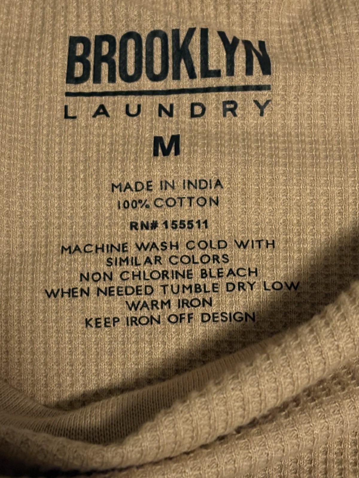 Men’s Medium Brooklyn New York Naturel Long Sleeve Shirt