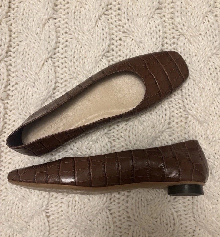 Everlane The 90s Croc-embossed Leather Flats Size 10-1/2