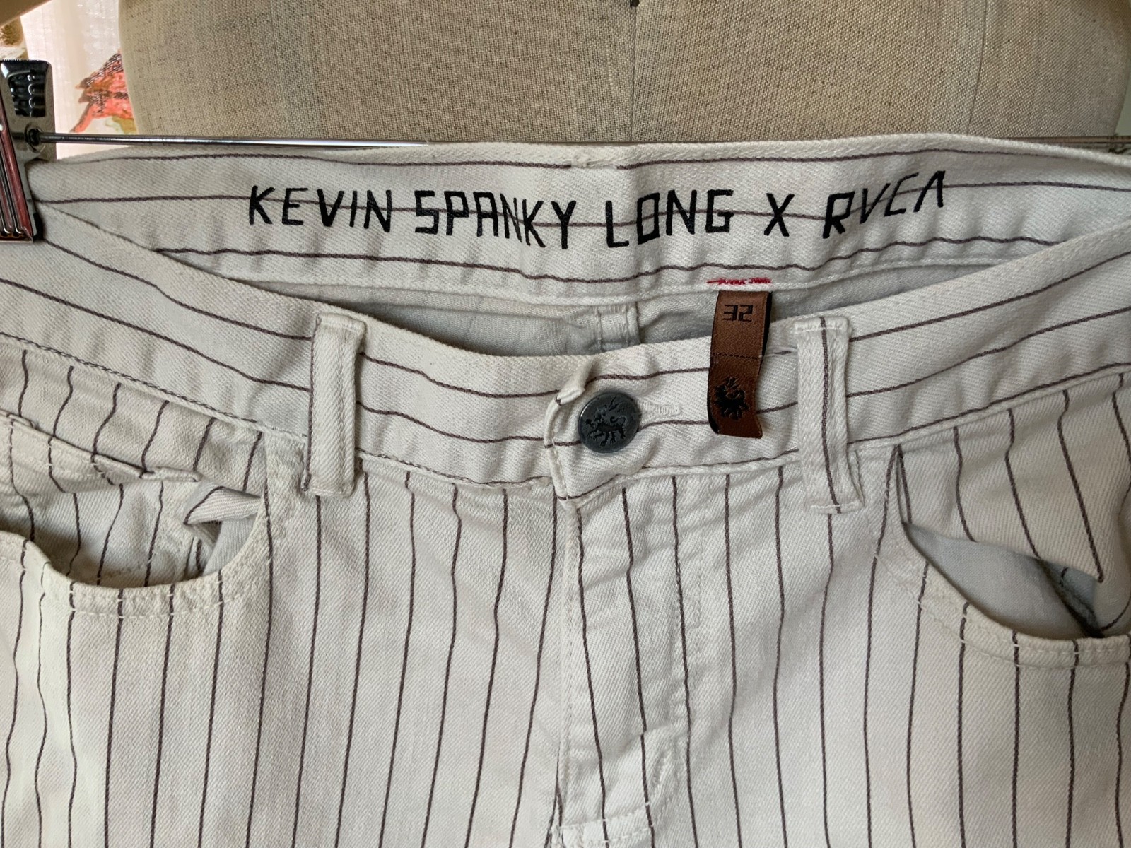 Kevin Spanky RVCA Striped Baseball Like Cotton Mens Pants Size 32X30