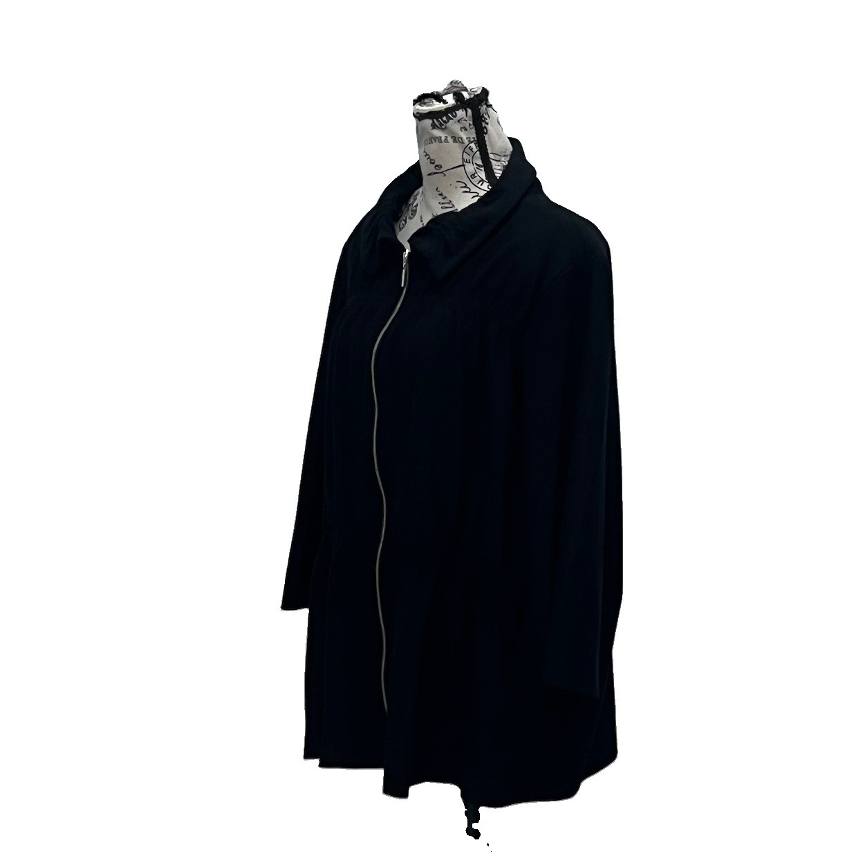 Ming Wang Black Ruffle Collar Zip Front Stretch Knit Nylon Jacket Women’s 2X
