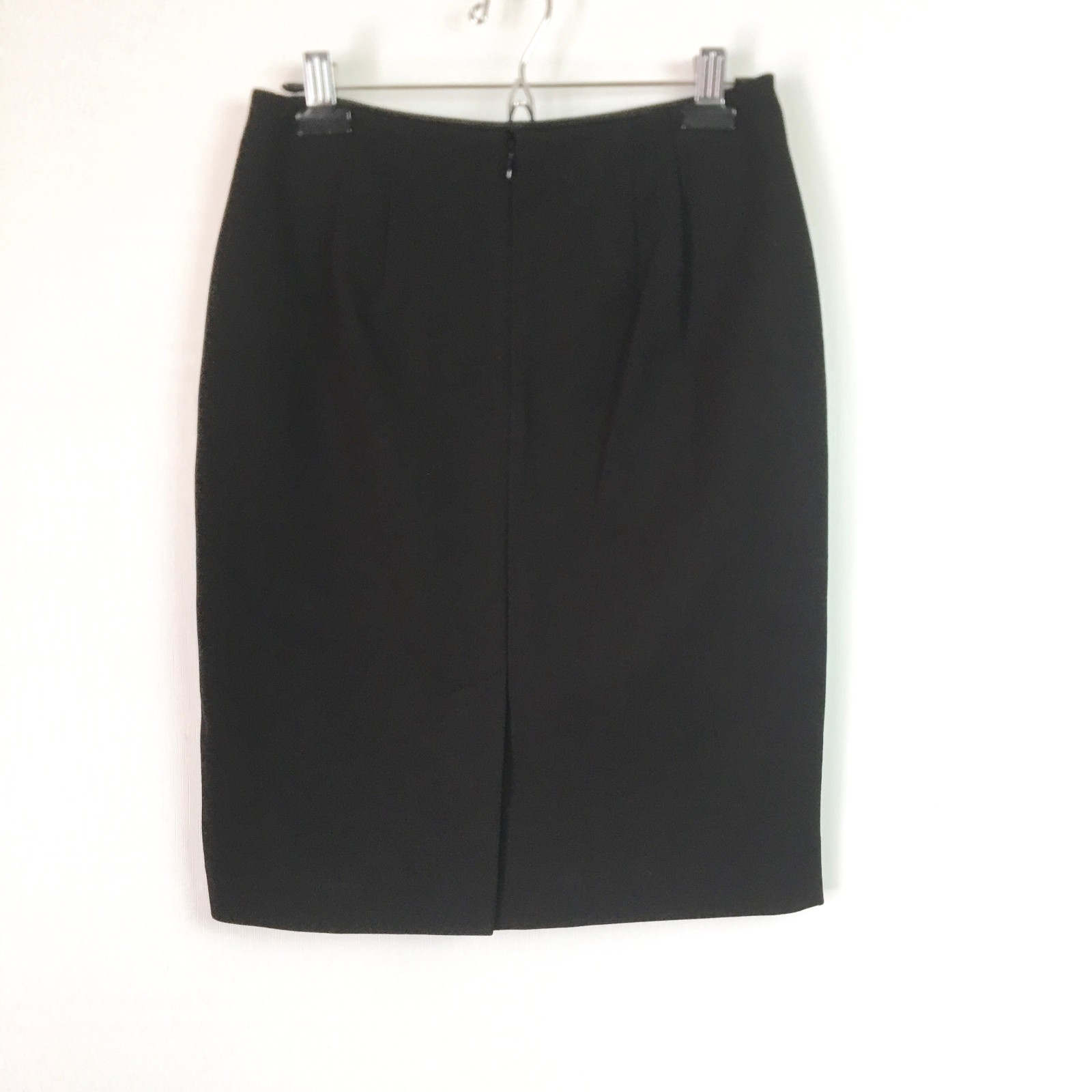 Talbots Womens 4 Skirt Lambskin Leather Pencil Dark Chocolate Brown Knit Back