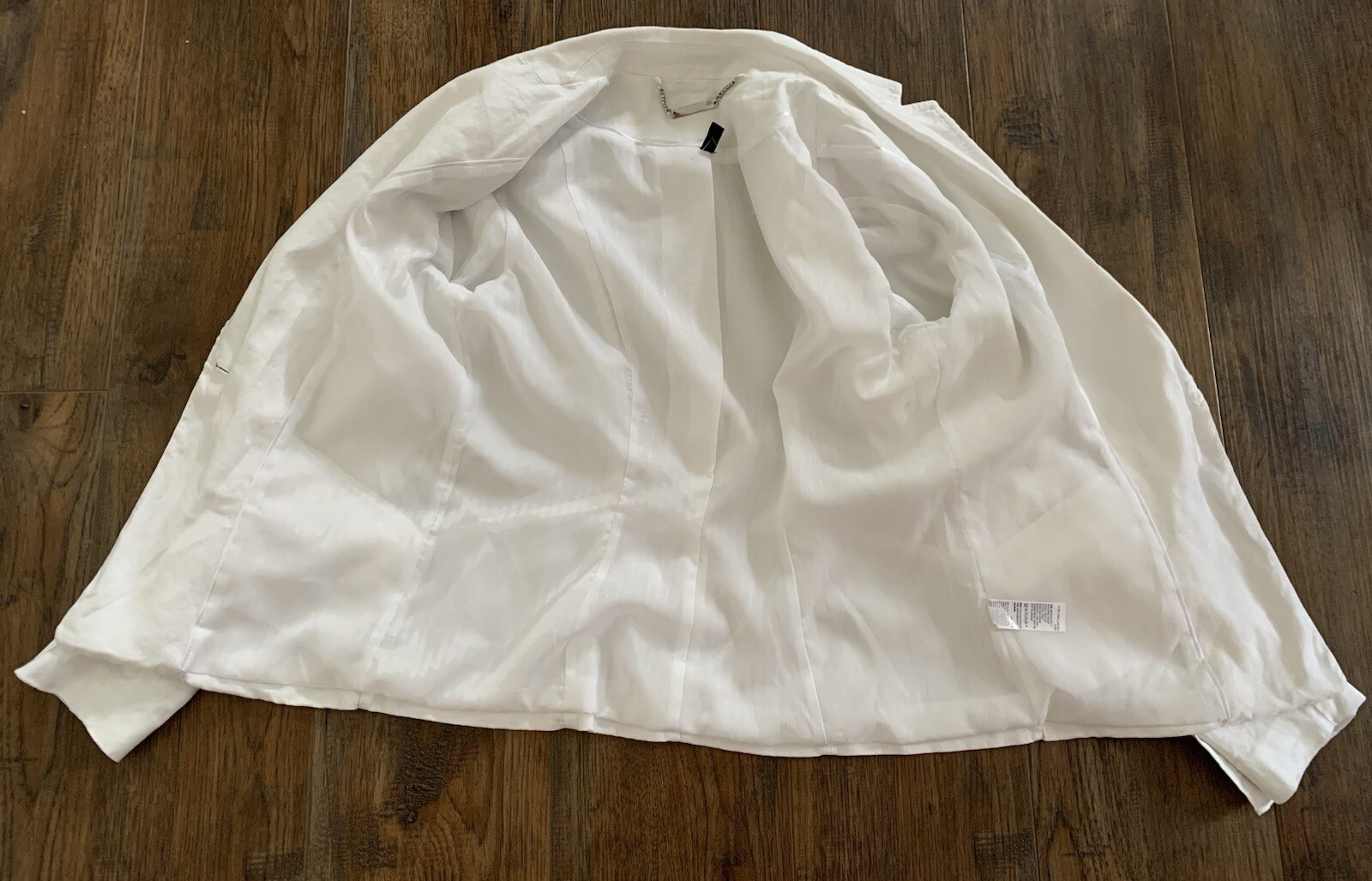 White House Black Market Blazer Jacket Linen Blend Lined White Beachy Coastal- 8
