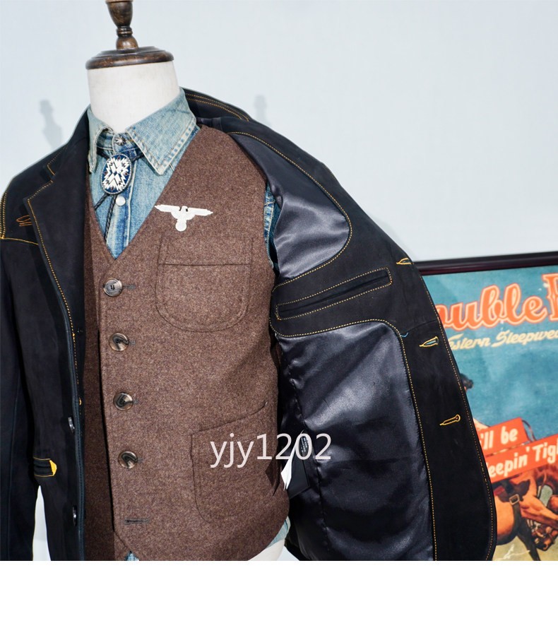 Vegetable Tanned Polished Cowhide Classic American Retro Western Leather Jacket