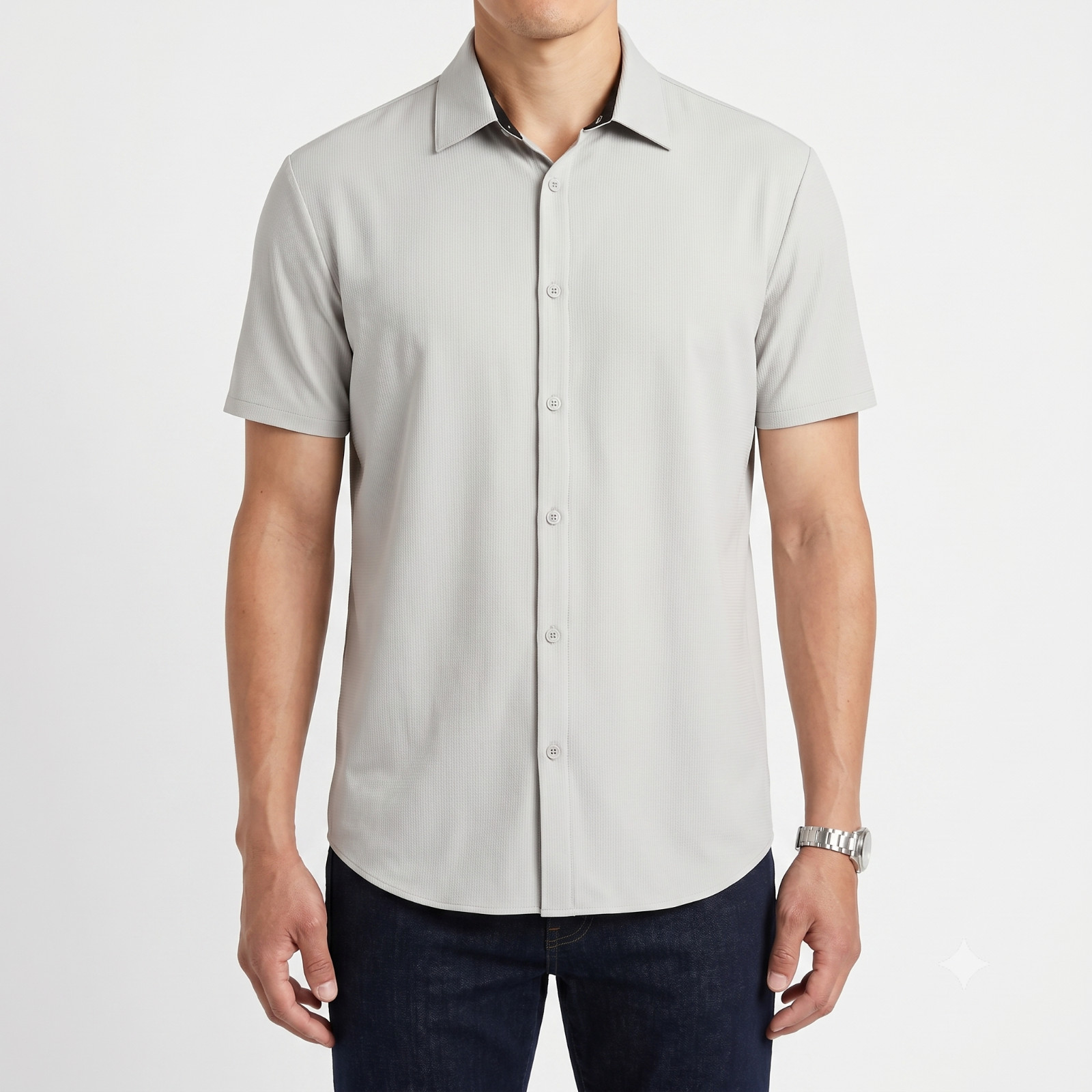 Kenneth Cole Mens Short Sleeve Woven Shirt Slim Fit Stretch Wicking Sizes S-XXL