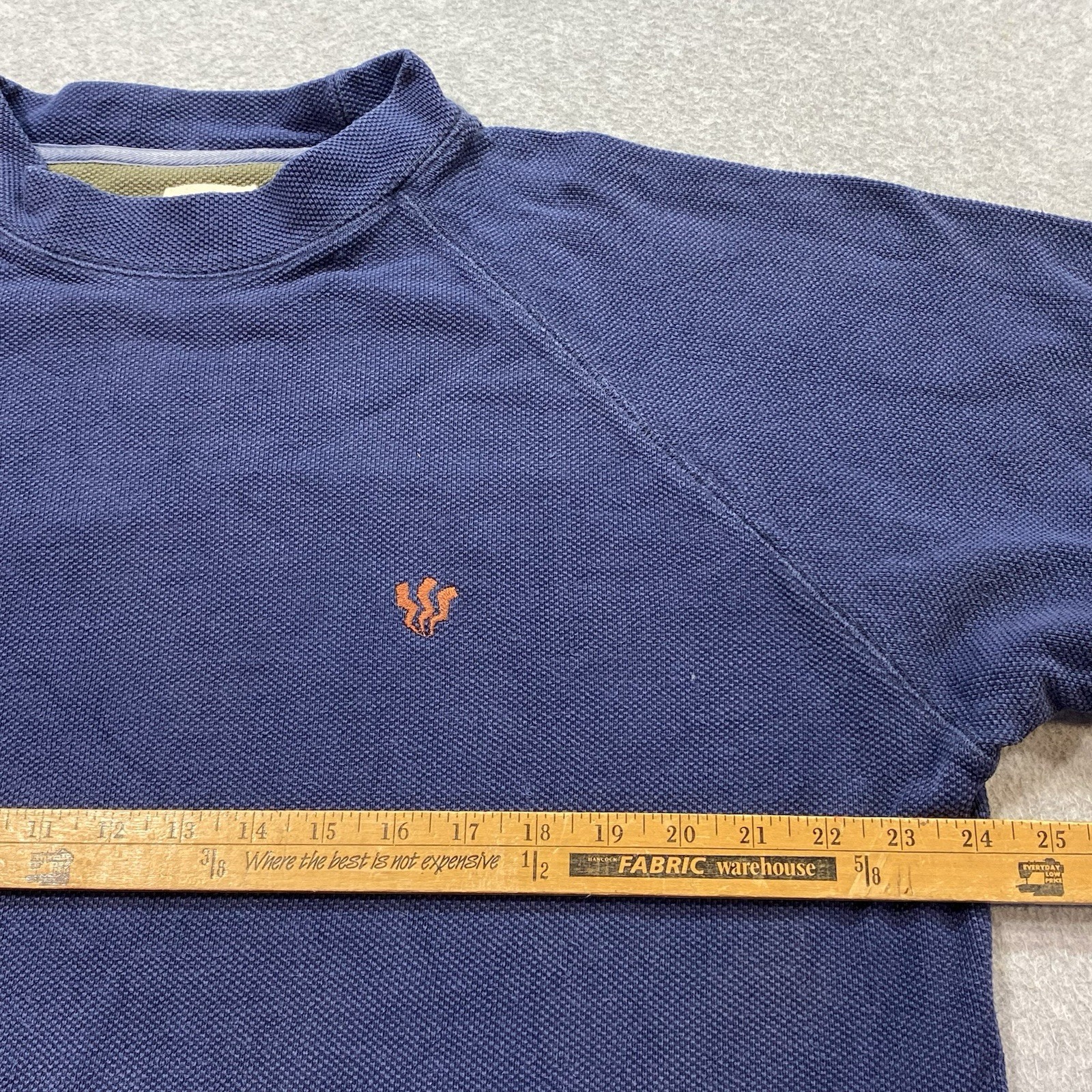 Fat Face 100% Cotton Duck Cloth Spell-Out Mock Neck Long Sleeve Sz L Embroidered
