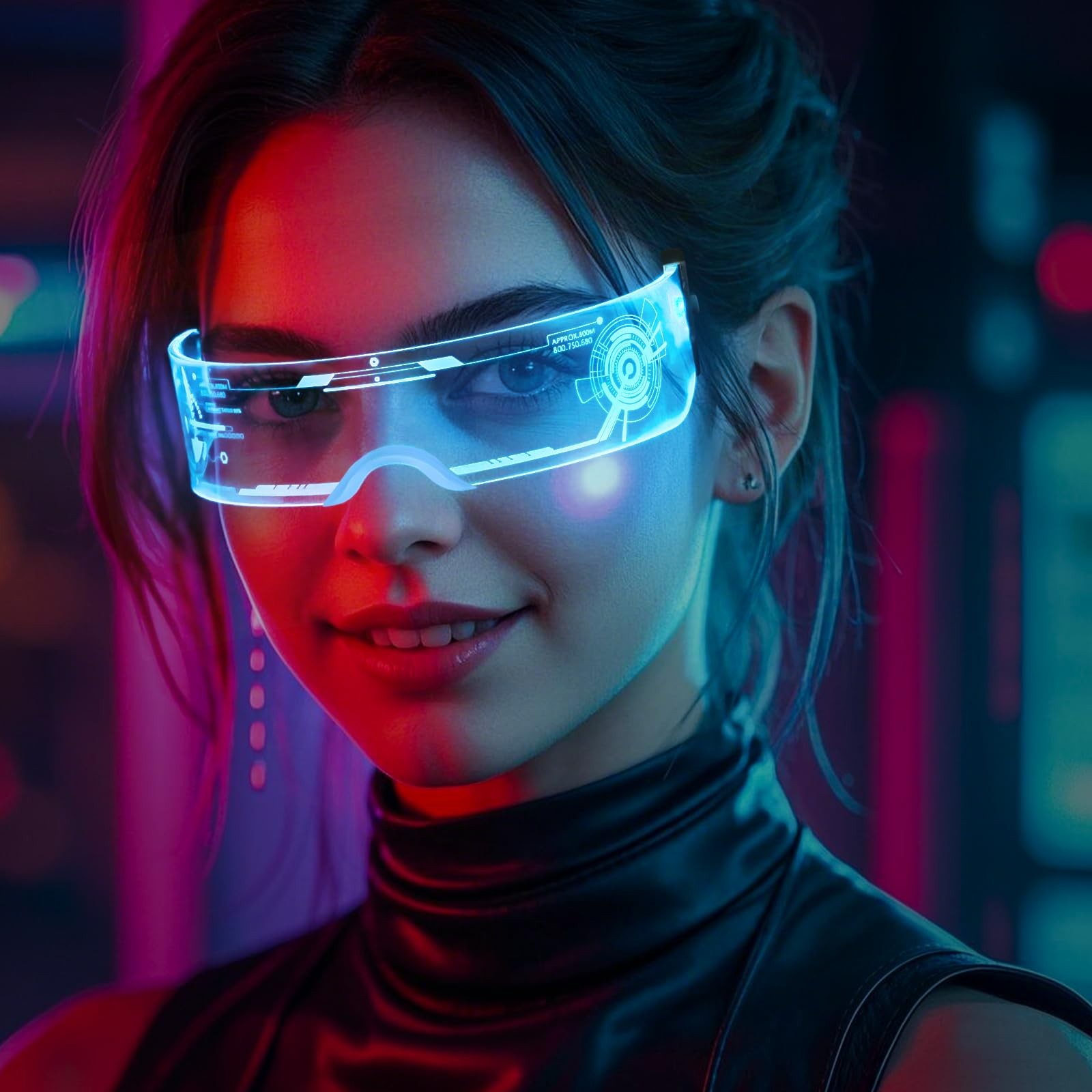 CLZFXS Led Visor Glasses Light Up 7 Colors and 4 Modes, 4.5CM, Transparent
