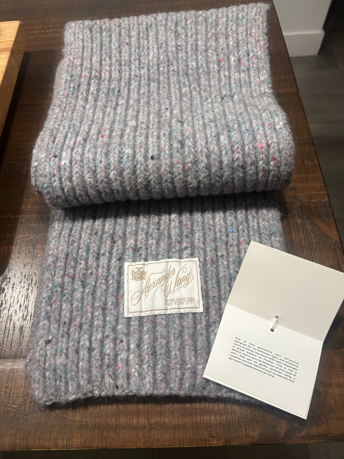 alexander wang Grey Mouline Tweed Knit Scarf NEW WITH TAGS