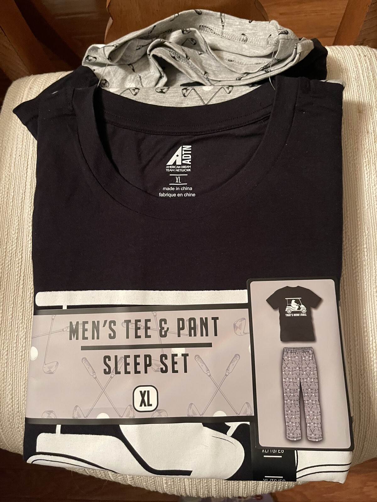 ADTN Men’s Short Sleeve Graphic Tee and Printed Sleep Pant Pajama Set