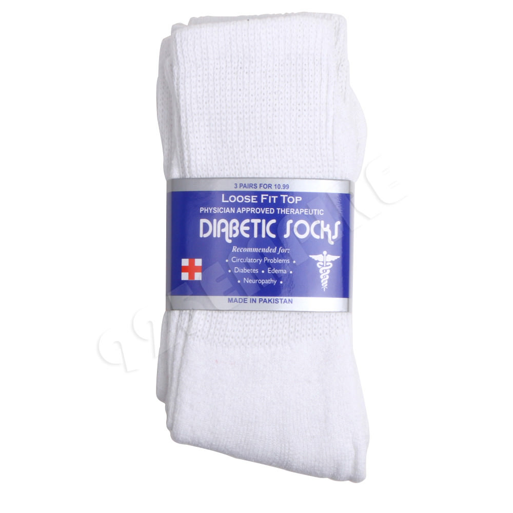 Lot Men’s White Circulatory Diabetic Crew Socks 9-11,10-13,13-15
