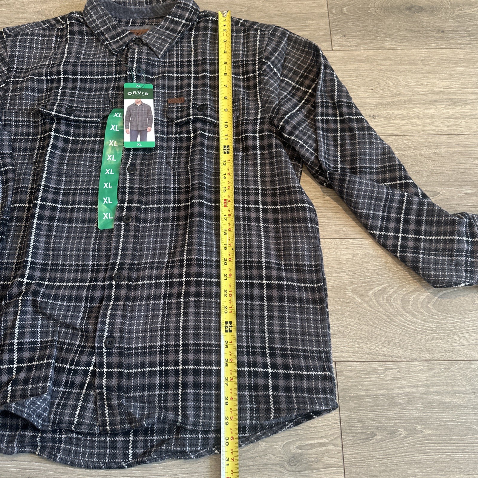 Orvis Grey Flannel Shirt Men XL Heavy Weight Cotton Side Pockets NWT NEW