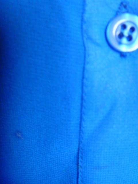 WET SEAL Royal Blue L Polyester Lace Yoke Buttons Tab Up Sleeves Casual Work