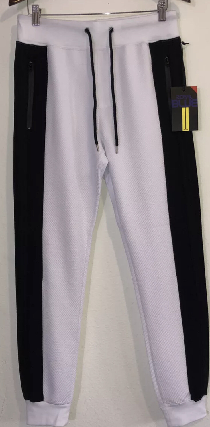 Royal blue active + drawstring joggers Mens XL black & white zip up Unisex NWT