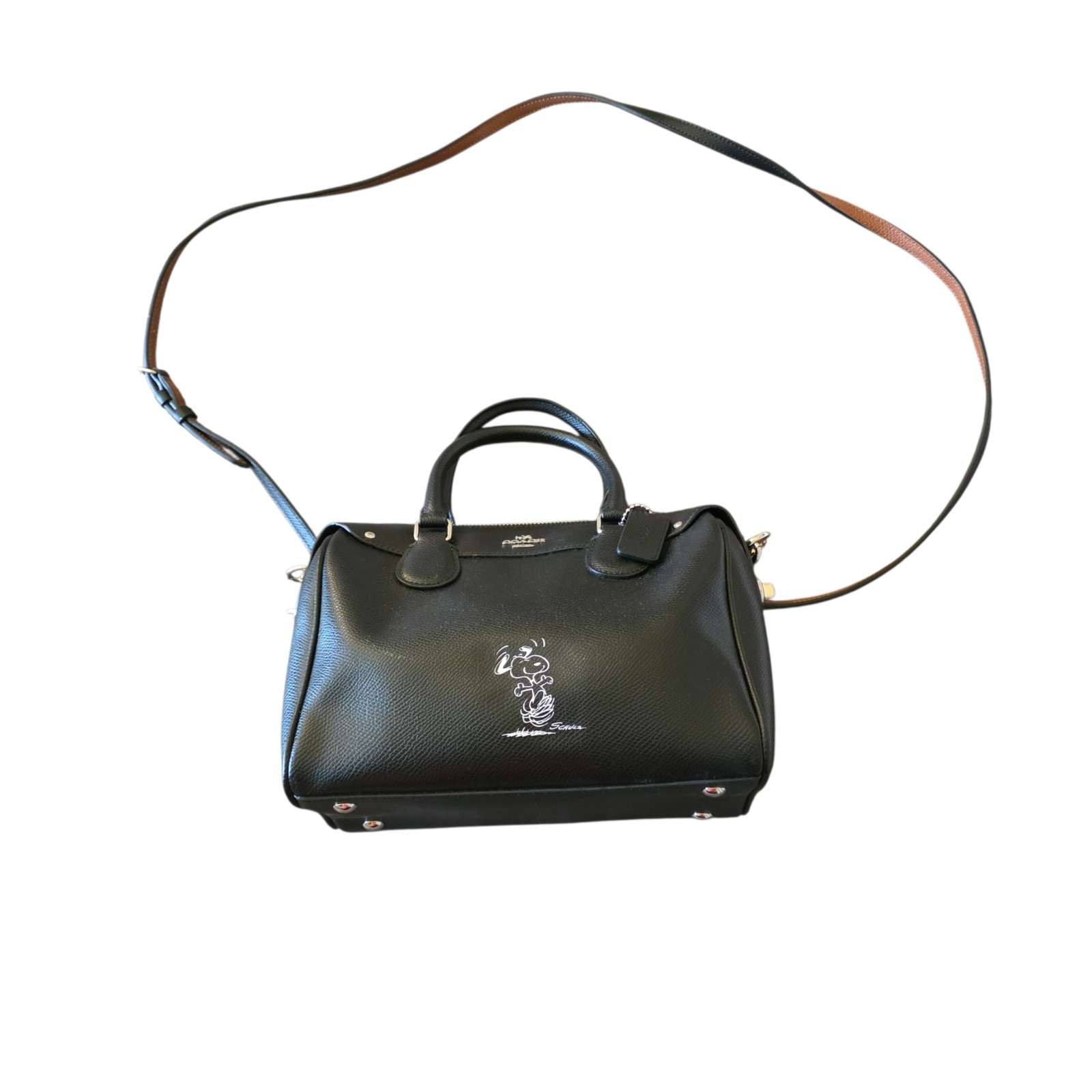 Coach x Peanuts Snoopy Mini Bennett Satchel Black Leather Crossbody Bag NWOT