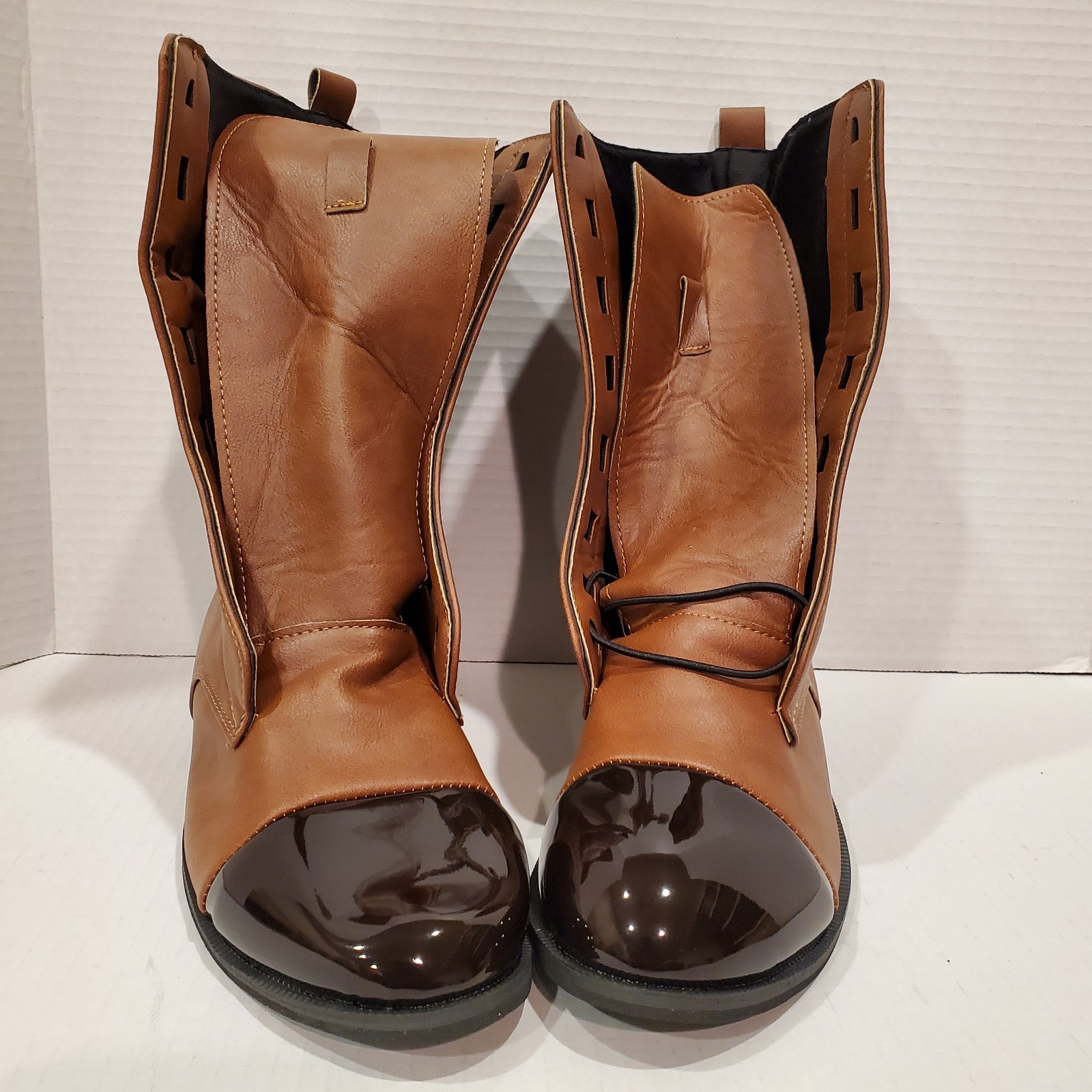 Womens Low Calf Boots Faux Leather Two-tone Brown Sz (US 10) EU 41 All Occasions