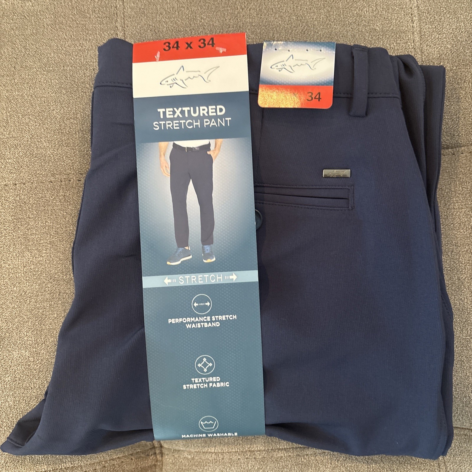 Greg Norman Shark Men’s Golf Pants 2-Pack Stretch in Navy & Gray (NWT)