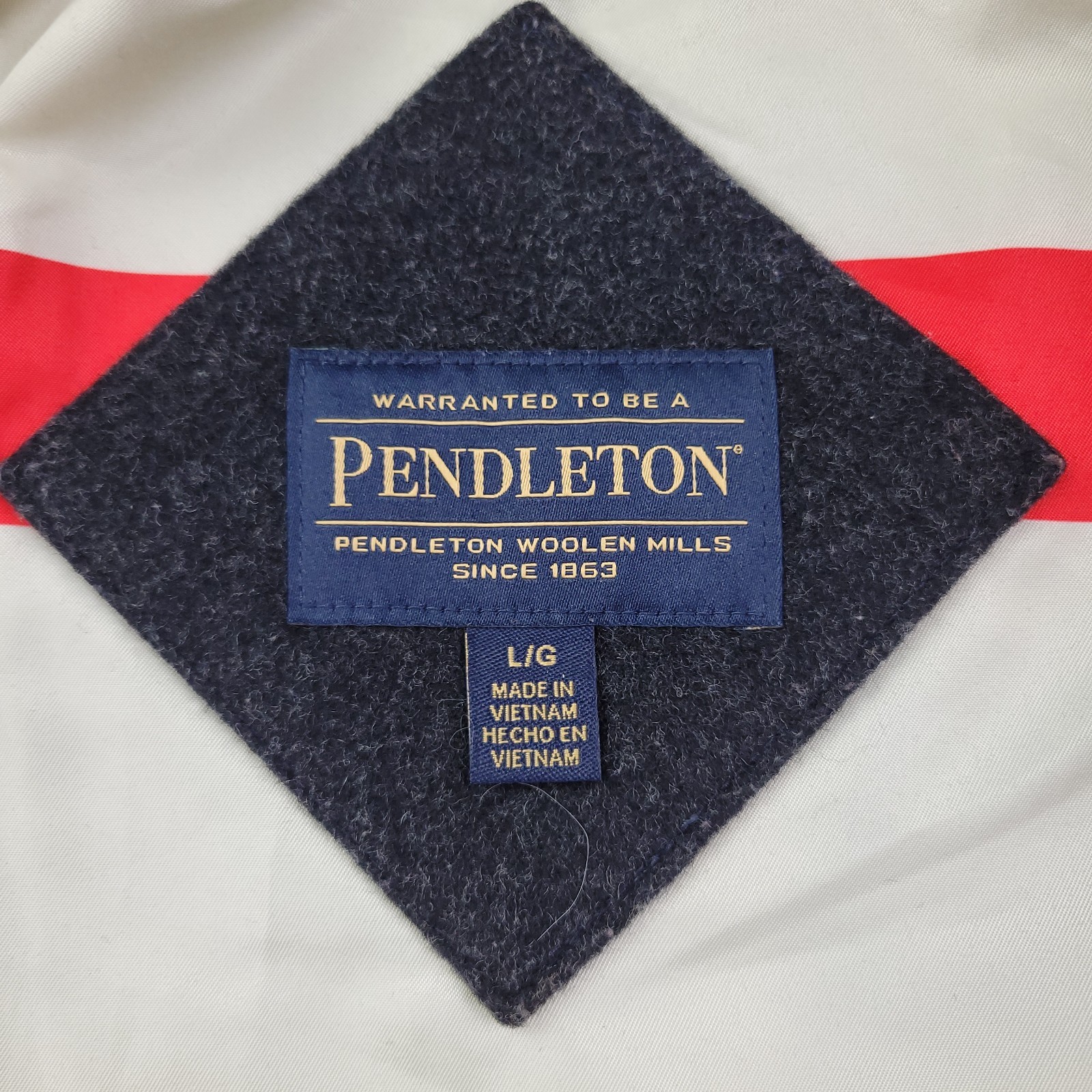Pendleton Wool Cascade Campbell Peacoat Womens Large Gray Glacier Striped Lining