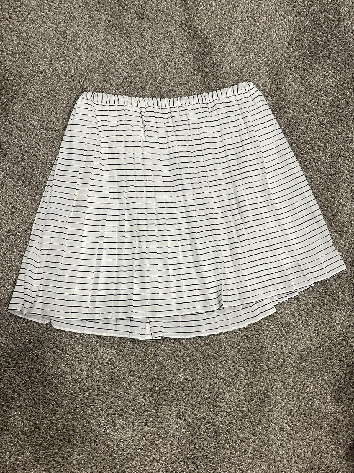Banana Republic Striped Pleated Midi Skirt Small Black White Accordion Pull On