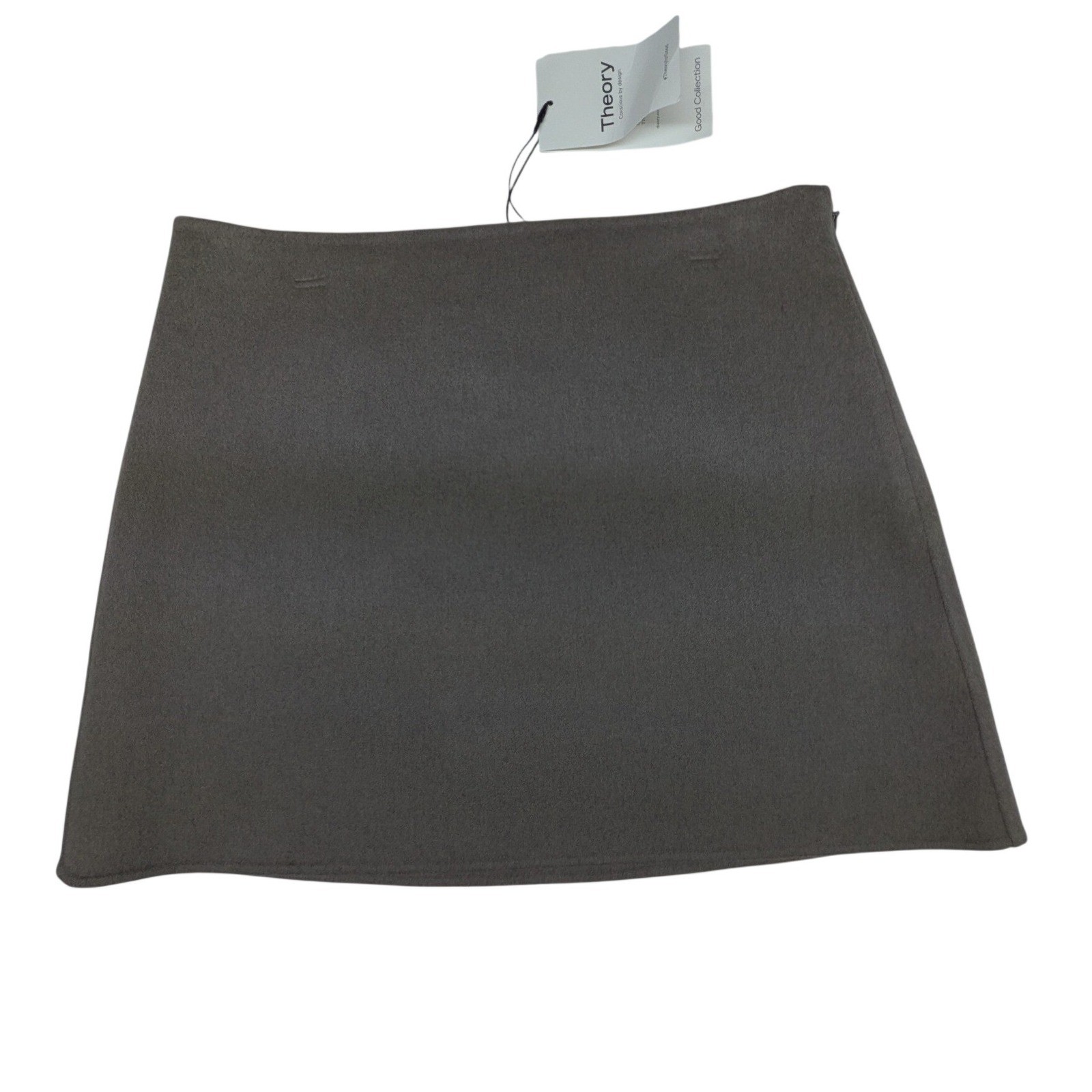 Theory Wool Cashmere HW Mini Skirt Cinder Melange N0701307 Grey Size 8 NEW