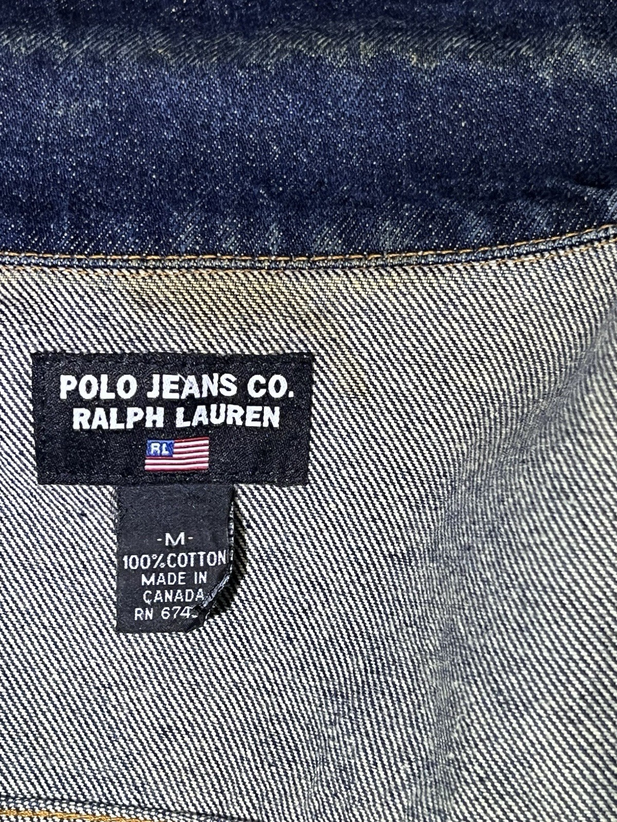 Polo Jeans Co By Ralph Lauren Vintage Denim Dark Blue Jean Trucker Jacket, MED