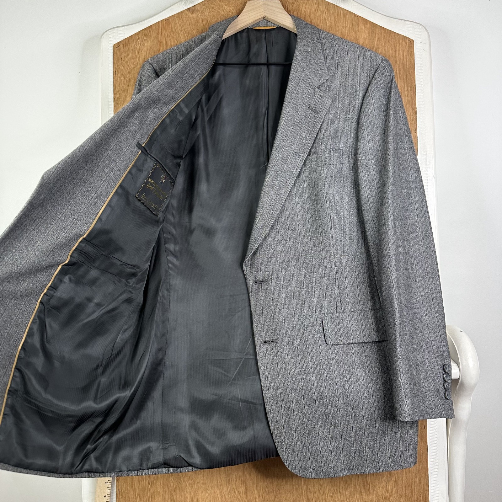VTG Hart Schaffner Marx Suit Mens 40L Gray Pinstripe 2 Button Wool 34×32 Tweed
