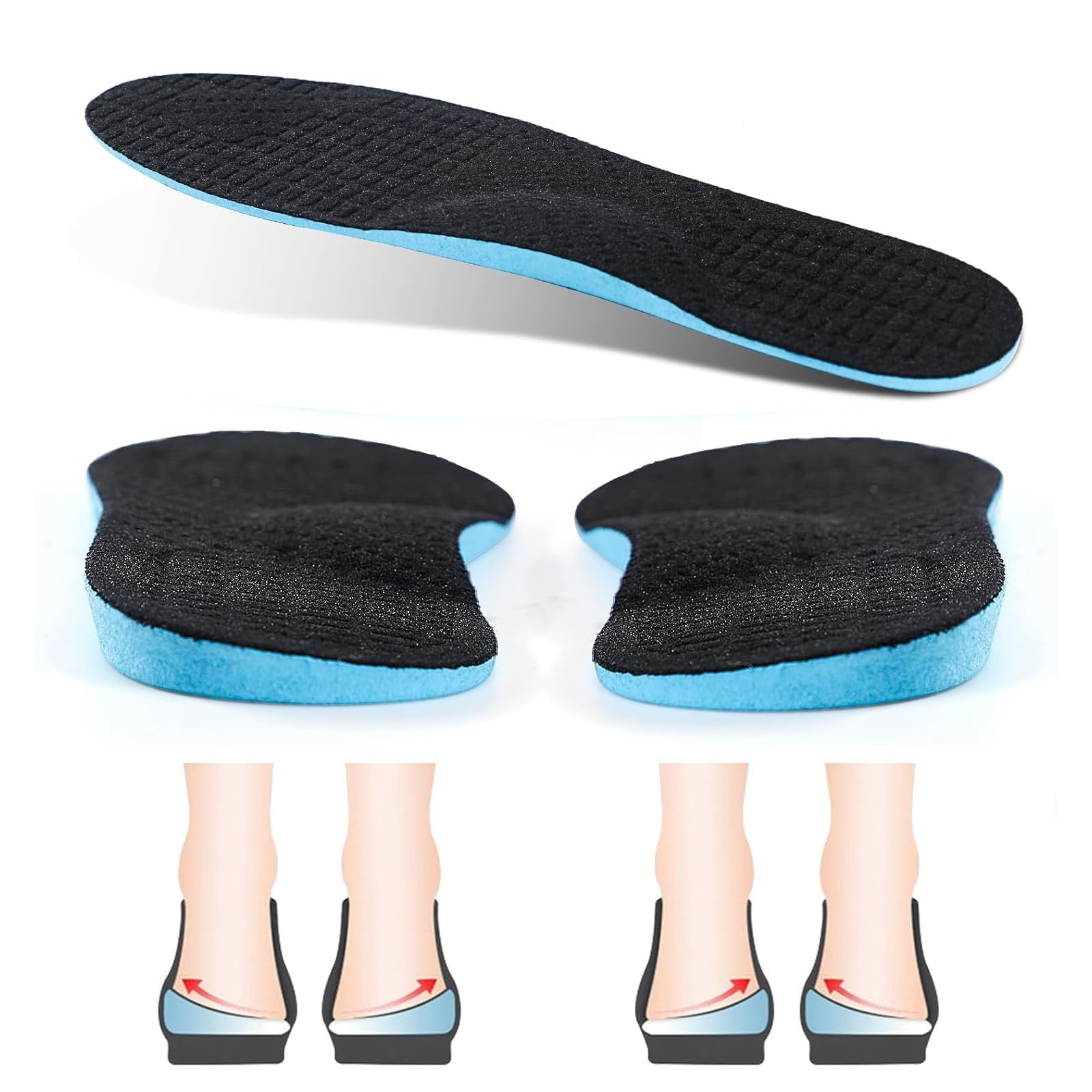 Supination Insoles Orthotic Arch Support Heel Pain Flat Feet Inserts