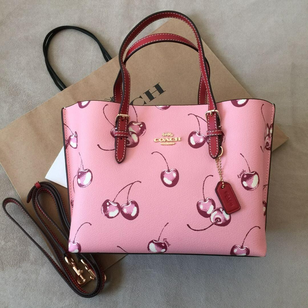 COACH CR293 Molly Handbag Tote Bag Shoulder Bag Cherry Print 25 Ladies new