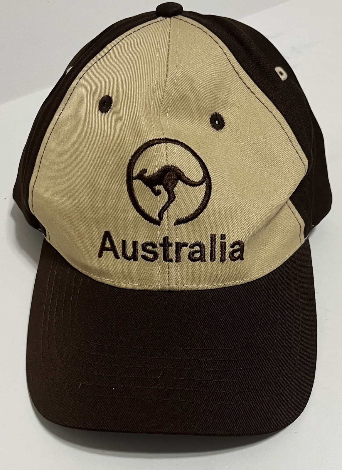 Australia Kangaroo Embroidered Baseball Cap Hat Adjustable Brown Tan Souvenir