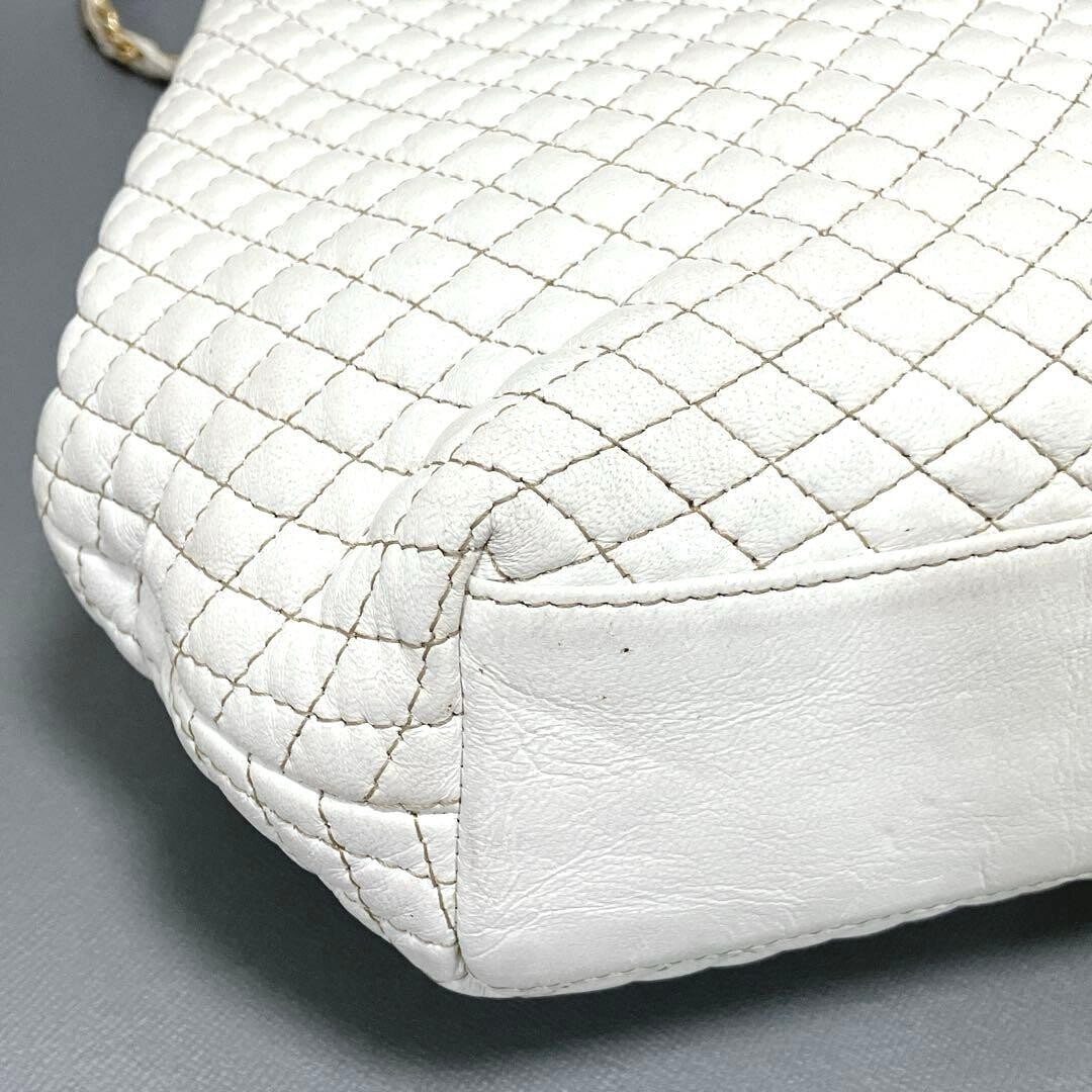 BALLY White Quilted Leather Gold Hardware Crossbody Shoulder Bag Italy