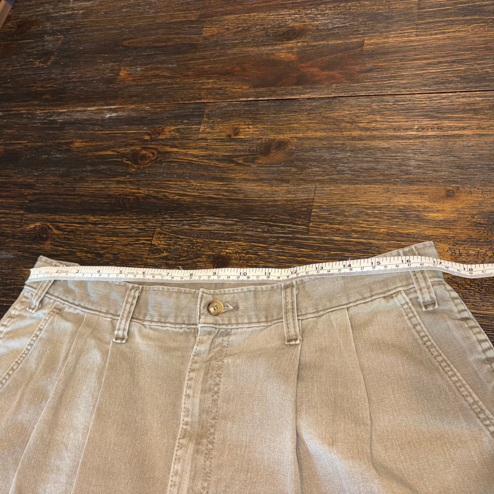 Vintage 80s Dickies Cargo Workwear Pants Double Pleated Talon Zipper Beige 34×30