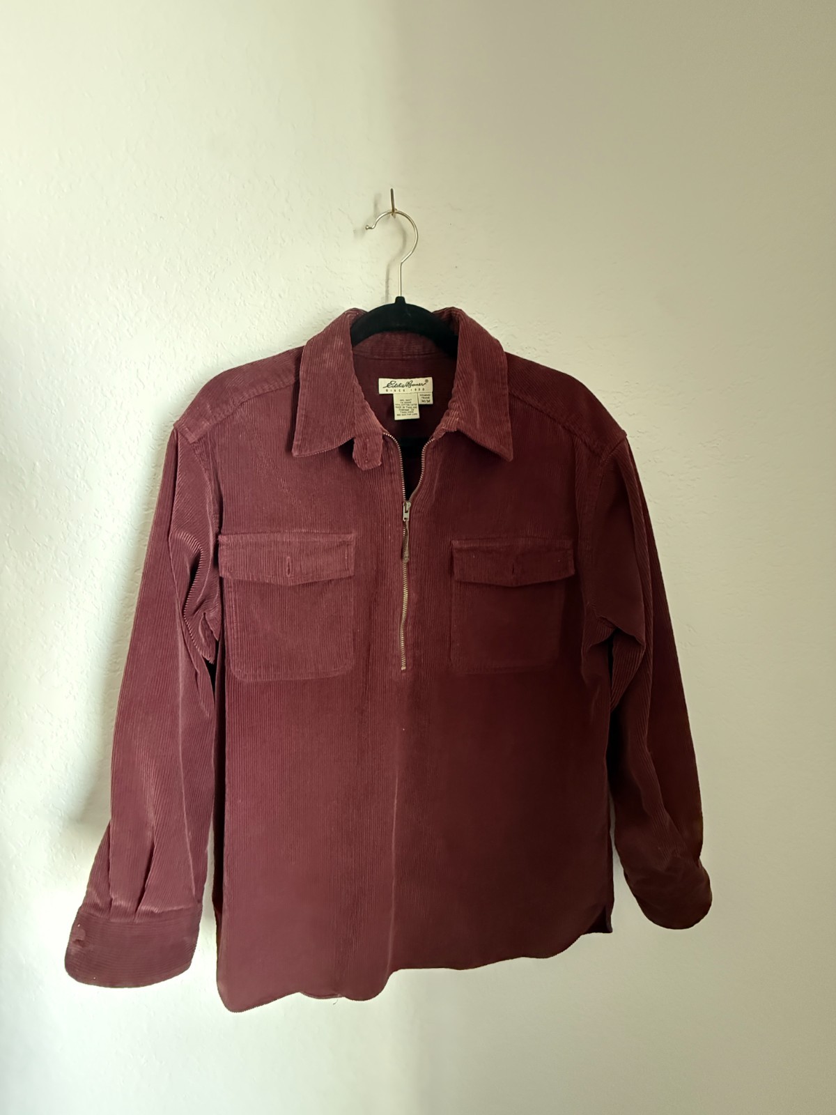 Vintage Eddie Bauer 1/2 Zip Corduroy Pullover – Women’s Medium – Maroon Red