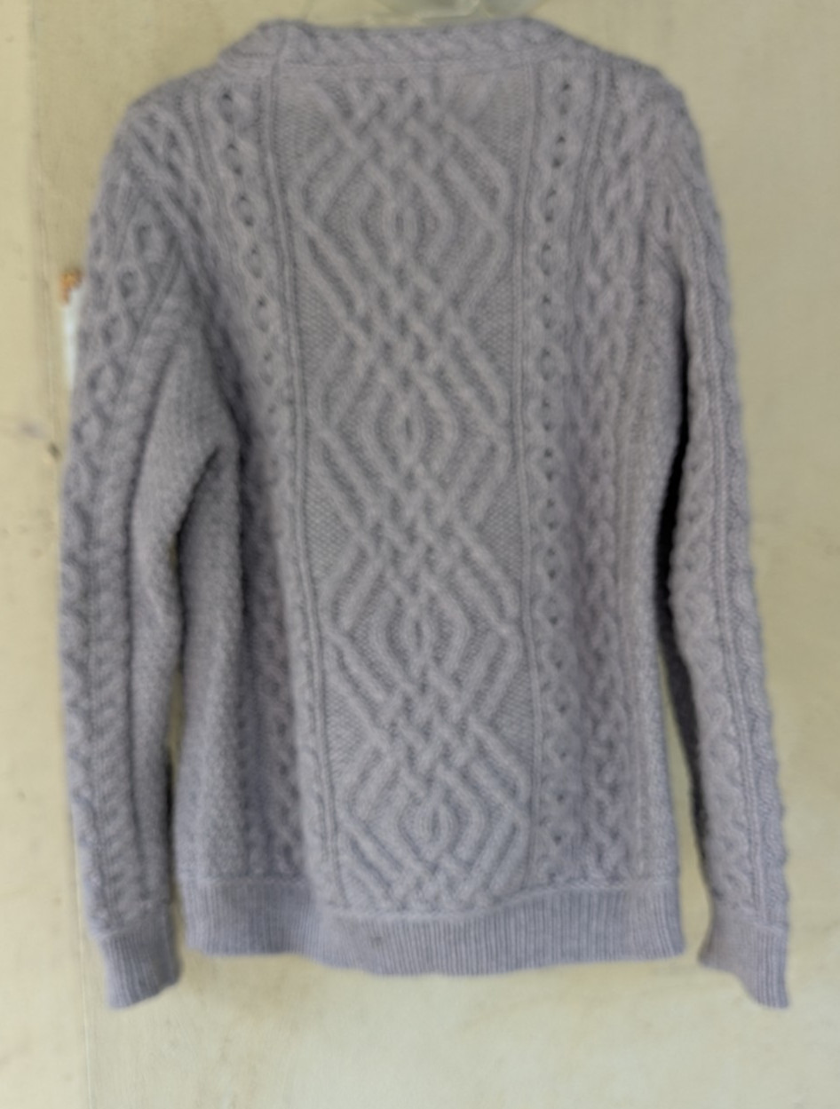 BEAUTY! ARAN CRAFTS MERINO WOOL SWEATER S CABLE PERIWINKLE