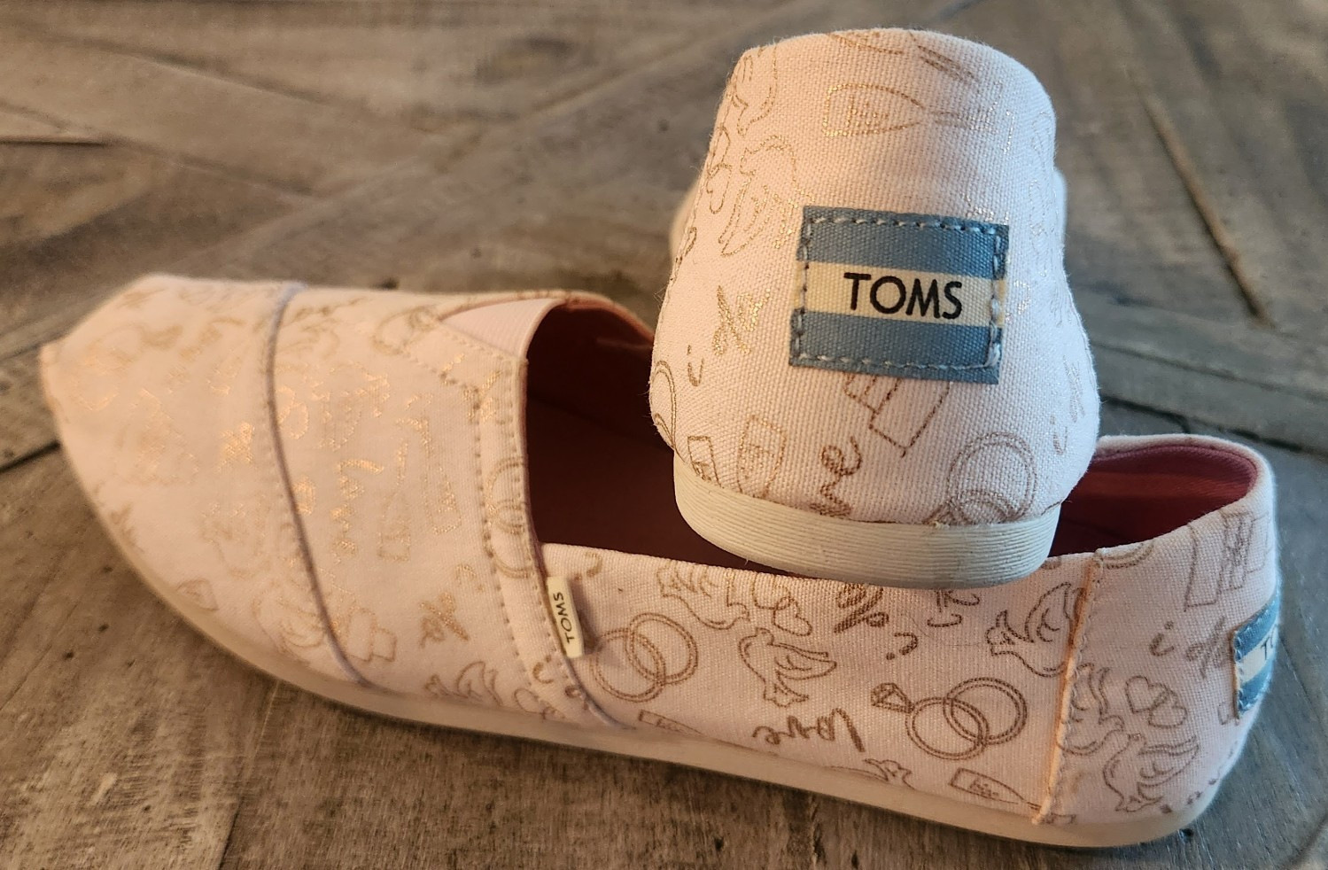 TOMS Women’s Bridal Wedding Print Alpargata OrthoLite Slip-On Shoes W9.5