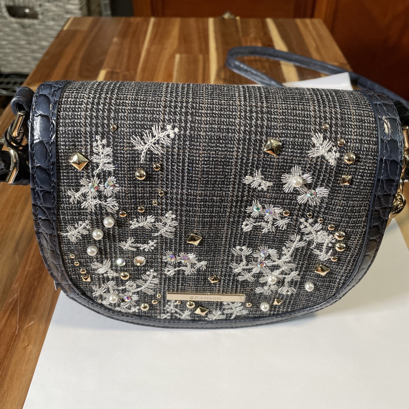 NWT BRAHMIN Briar crossbody, Multi Riverton PREMIER leathe & fabric, $325