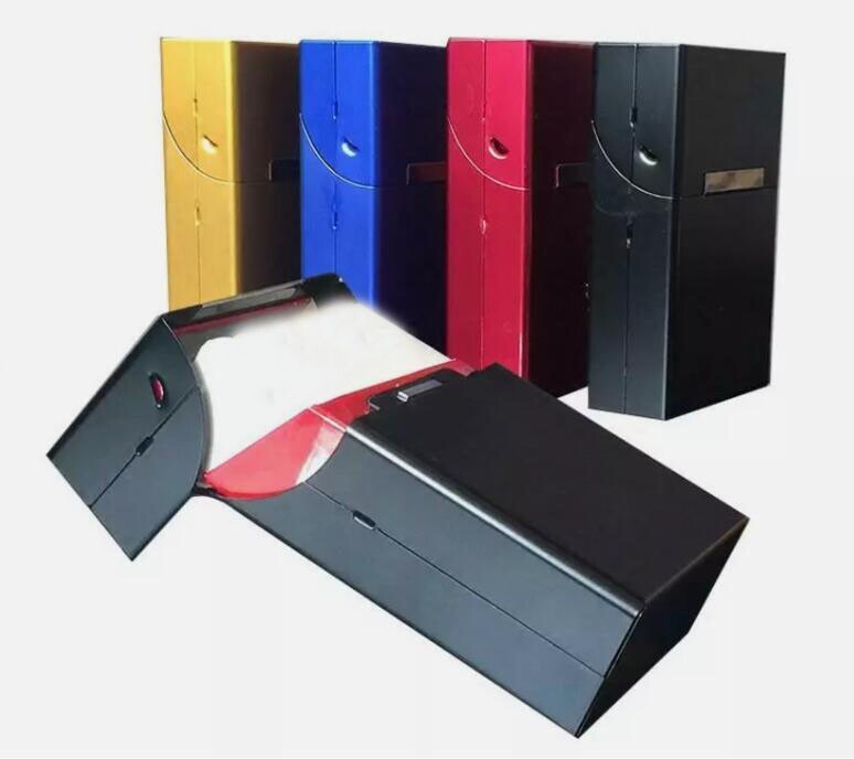 Male Smoke Case Aluminum Cigarette Case Tobacco Holder Pocket Storage Box Gift