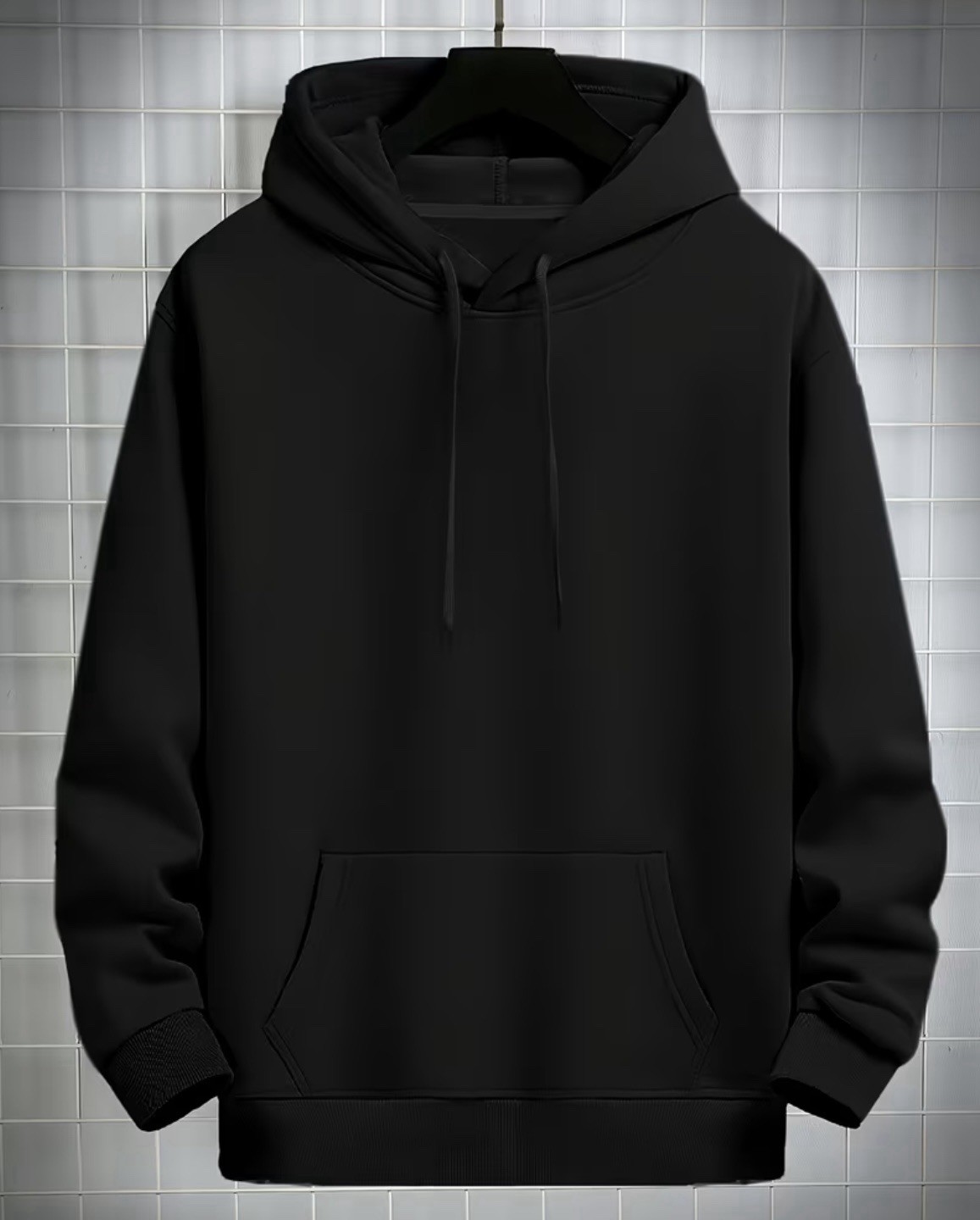 Mens Heavyweight Hoodie Sweatshirt Fleece Essentials Pullover XS-5XL Black