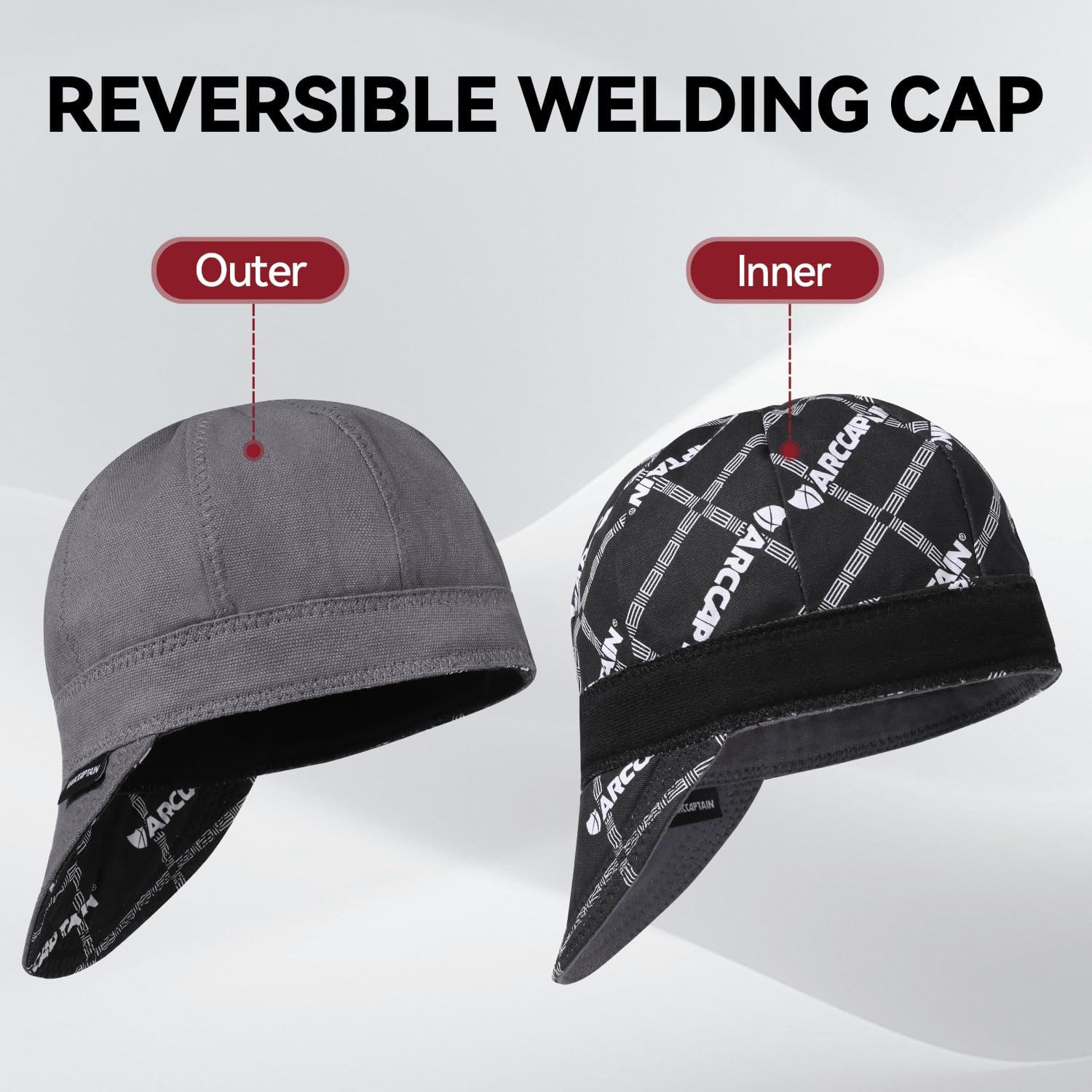 ARCCAPTAIN Welding Cap Protective Welders Hat Reversible 8 Panel Cotton 7 1/4 US