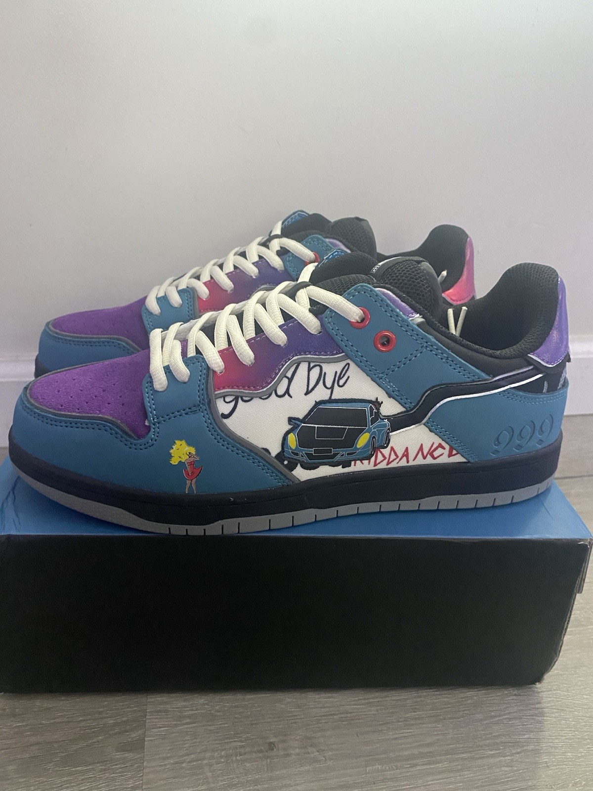 Juice WRLD Limited Edition Low Top Lace-Up Athletic Sneakers Blue Purple