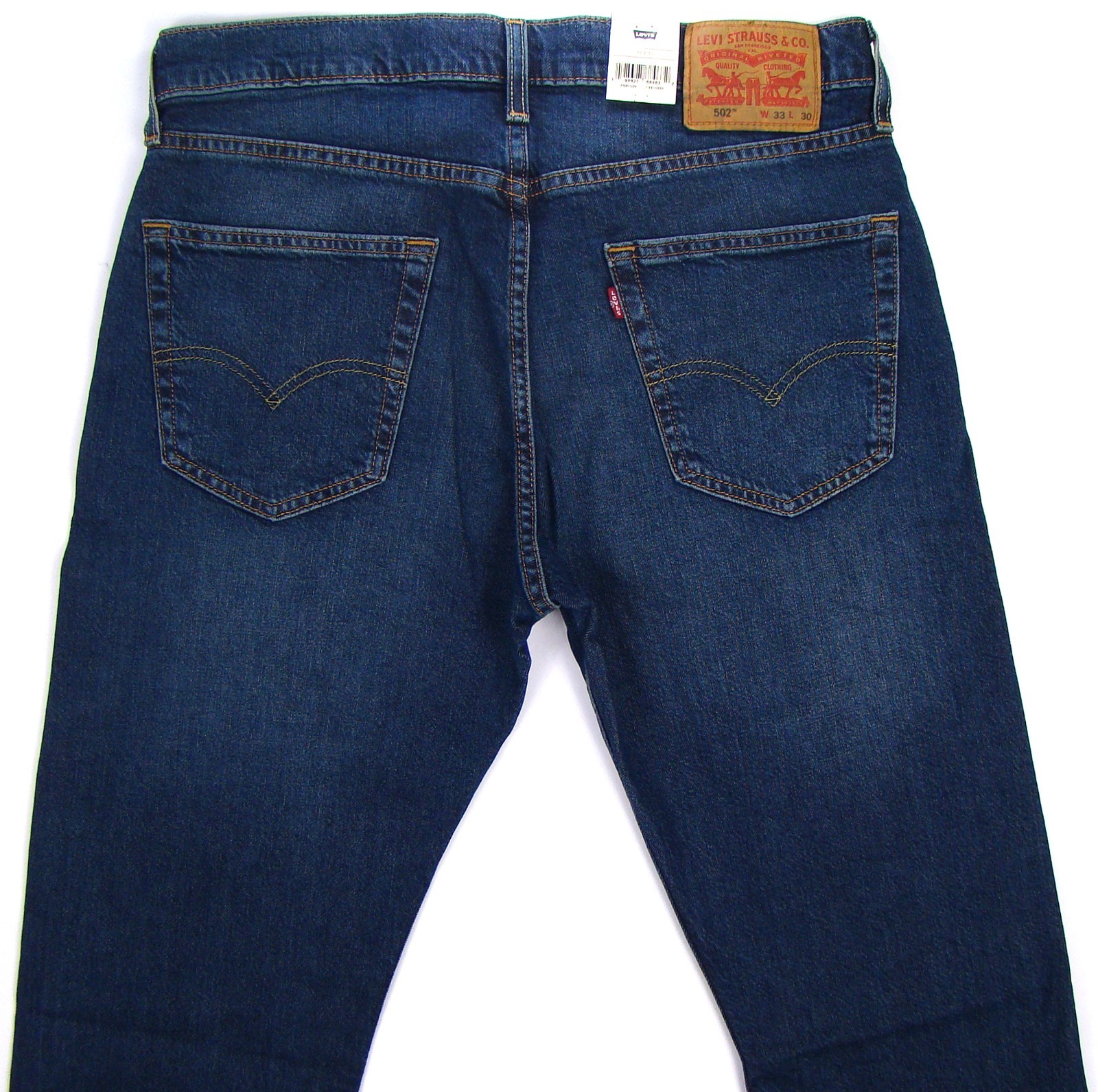 New Levi’s 502 Regular Taper Fit Men’s Jeans 33×30 Dark Blue Stretch FREE SHIP