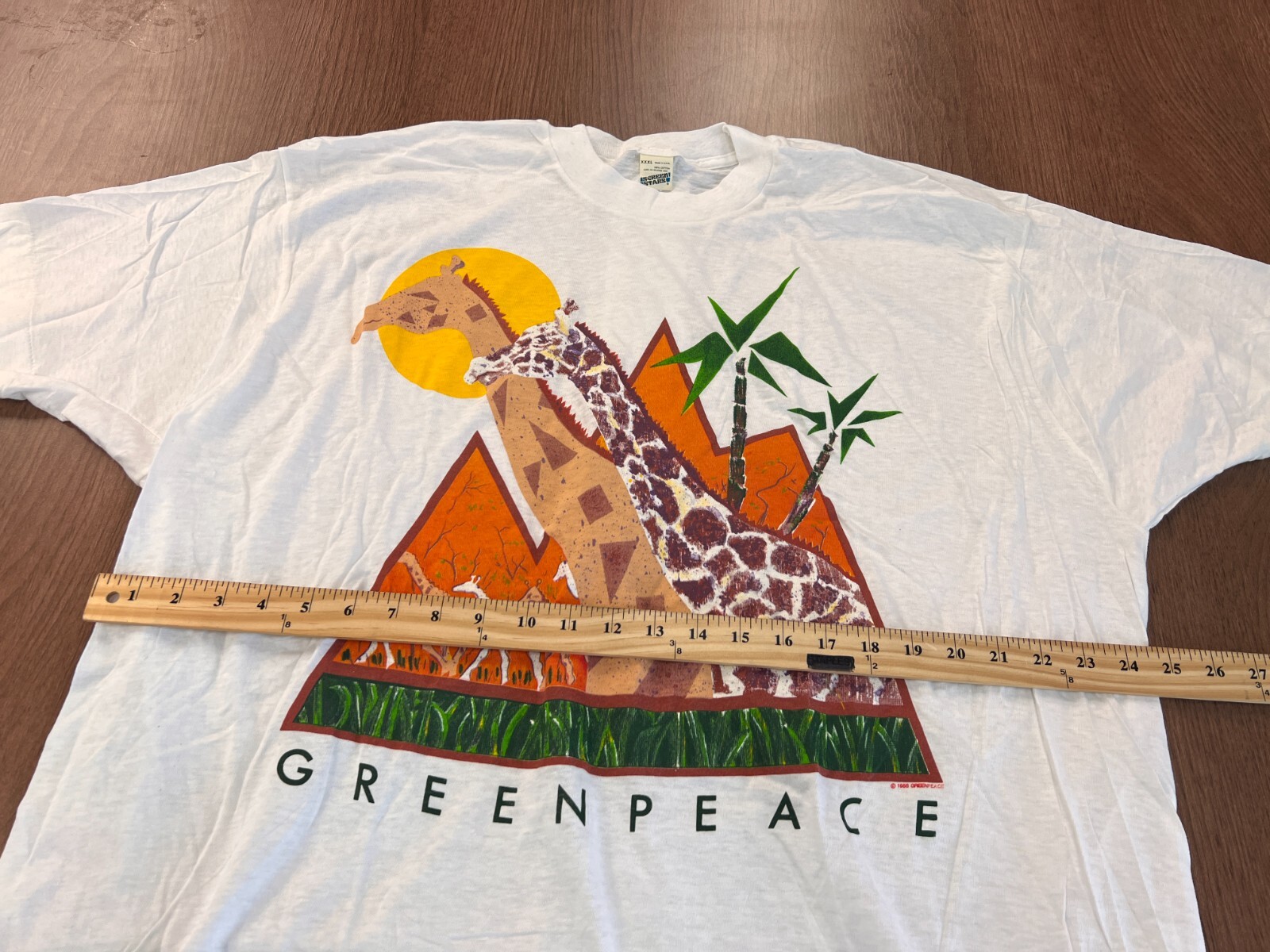 GREENPEACE GIRAFFE 1988 T SHIRT SINGLE STITCH VINTAGE DEADSTOCK 3XL SCREEN STARS