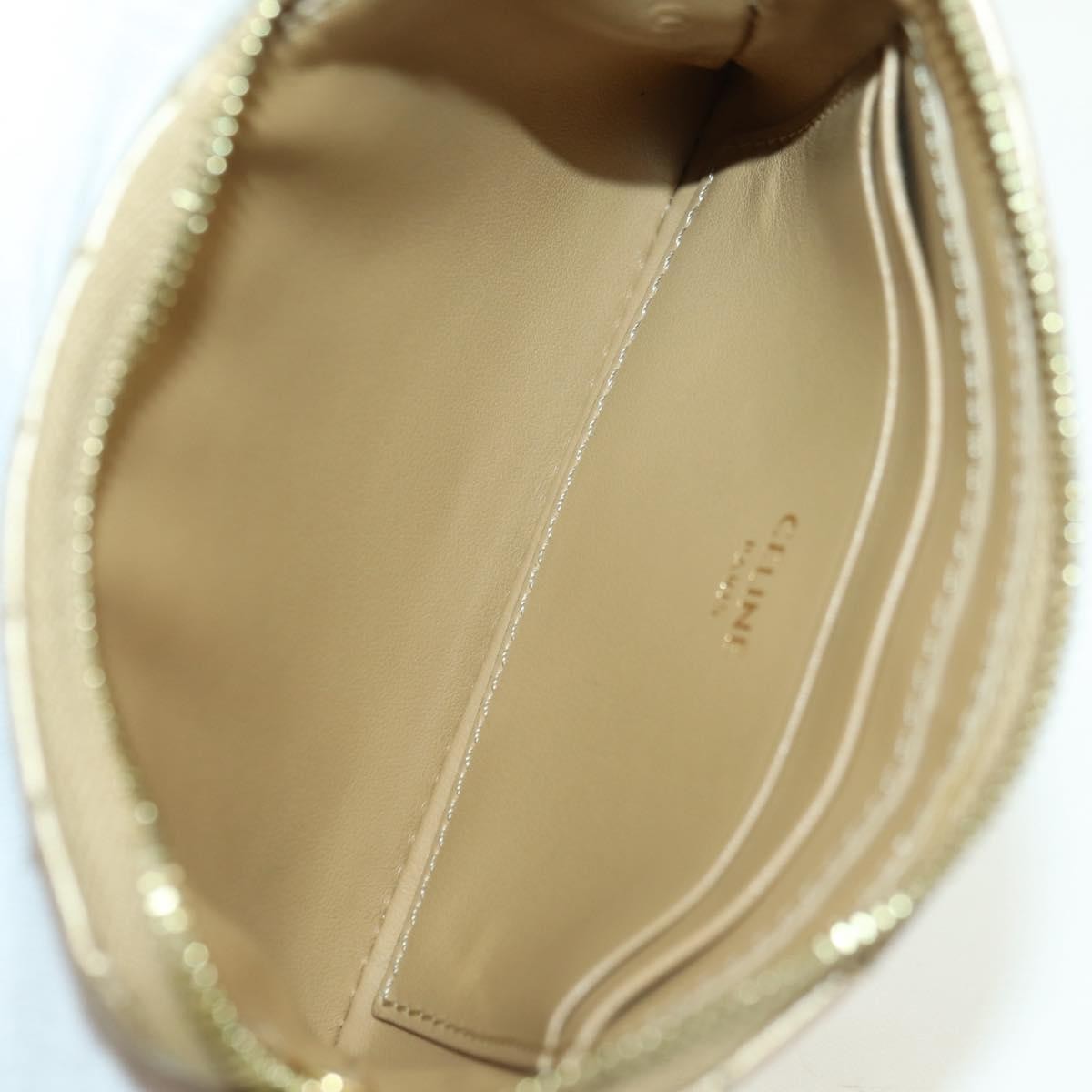 CELINE C Charm Coin Purse Leather Gold Auth am11616V
