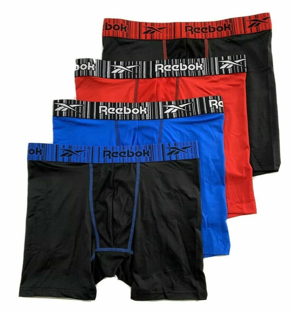 4 Pack REEBOK Men Boxer Briefs PERFORMANCE CAMO BLACK MEDIUM LARGE XLARGE XL $32