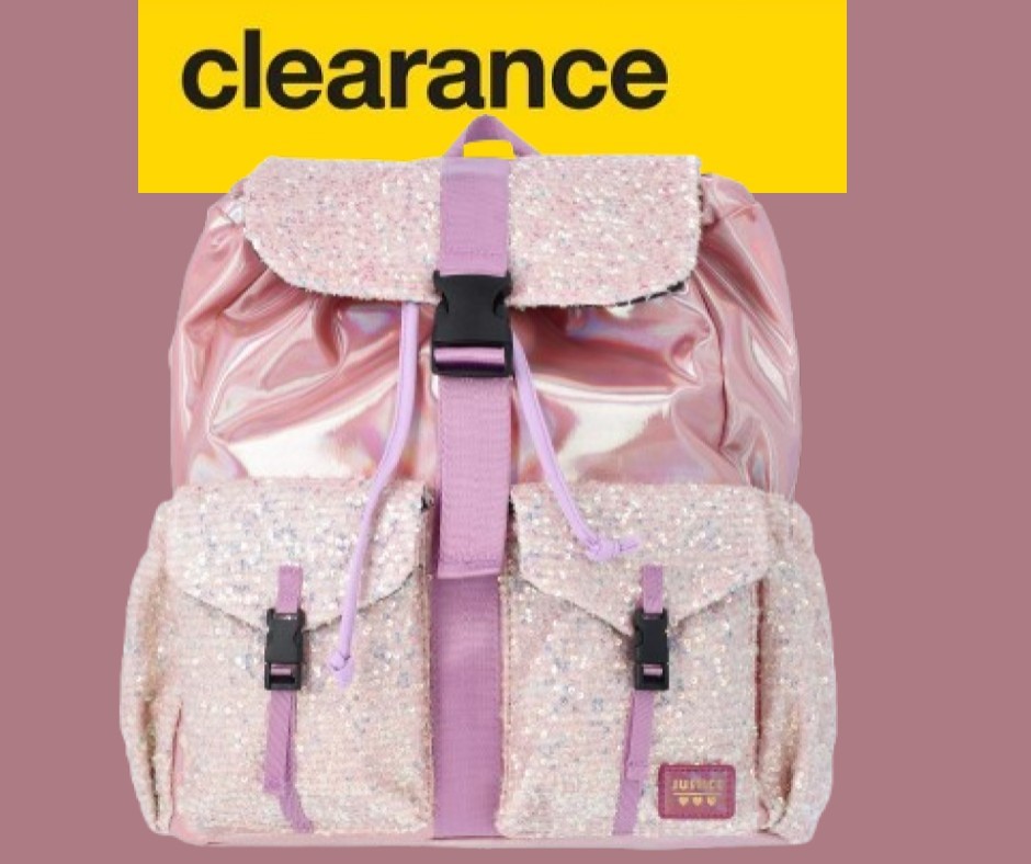 LOT of 2 Justice Girls’ Sequin Rucksack Backpack : 14.25″ H x 11.5″ W x 5.5″ D