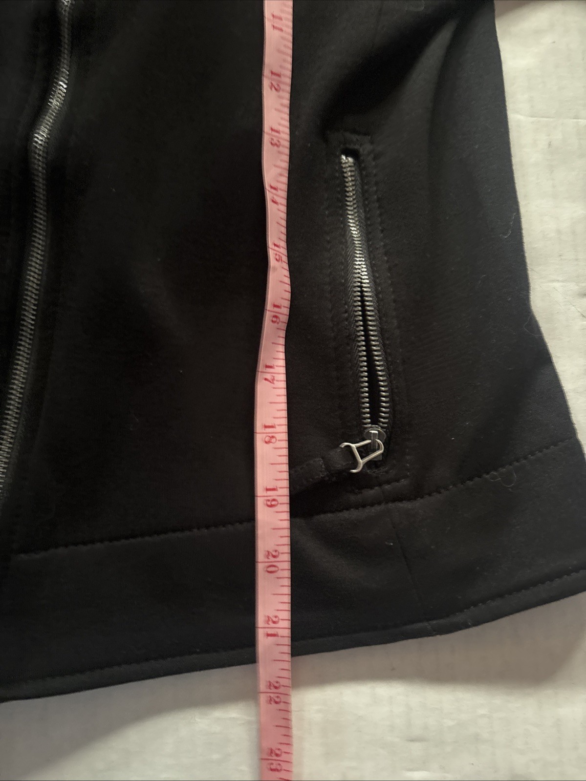 MAX STUDIO LONDON Black Moto Zip Jacket Scuba Short Size Large