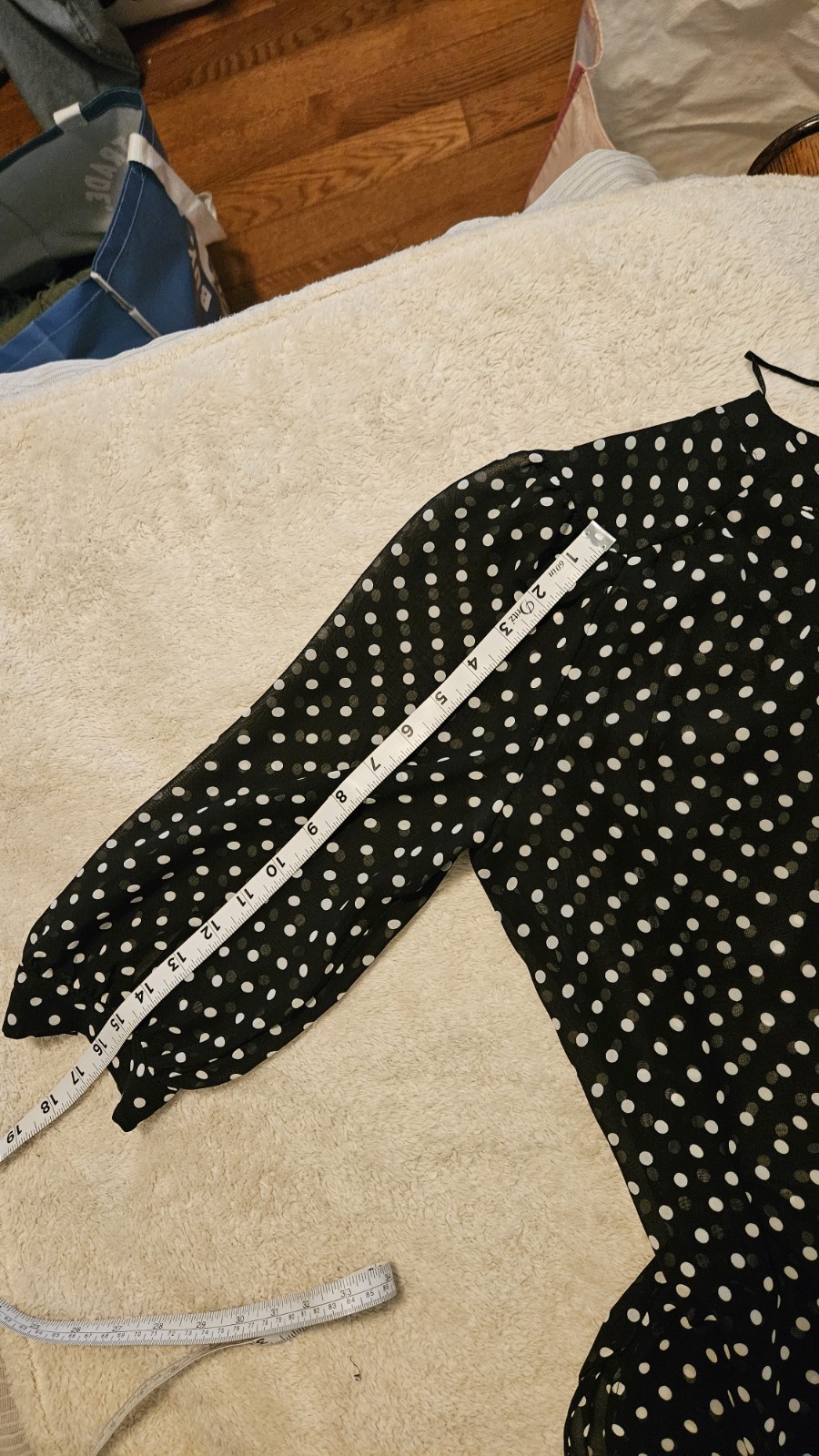 LC Lauren Conrad Black/White Polka Dot V-Neck Sheer Chiffon Button Blouse S