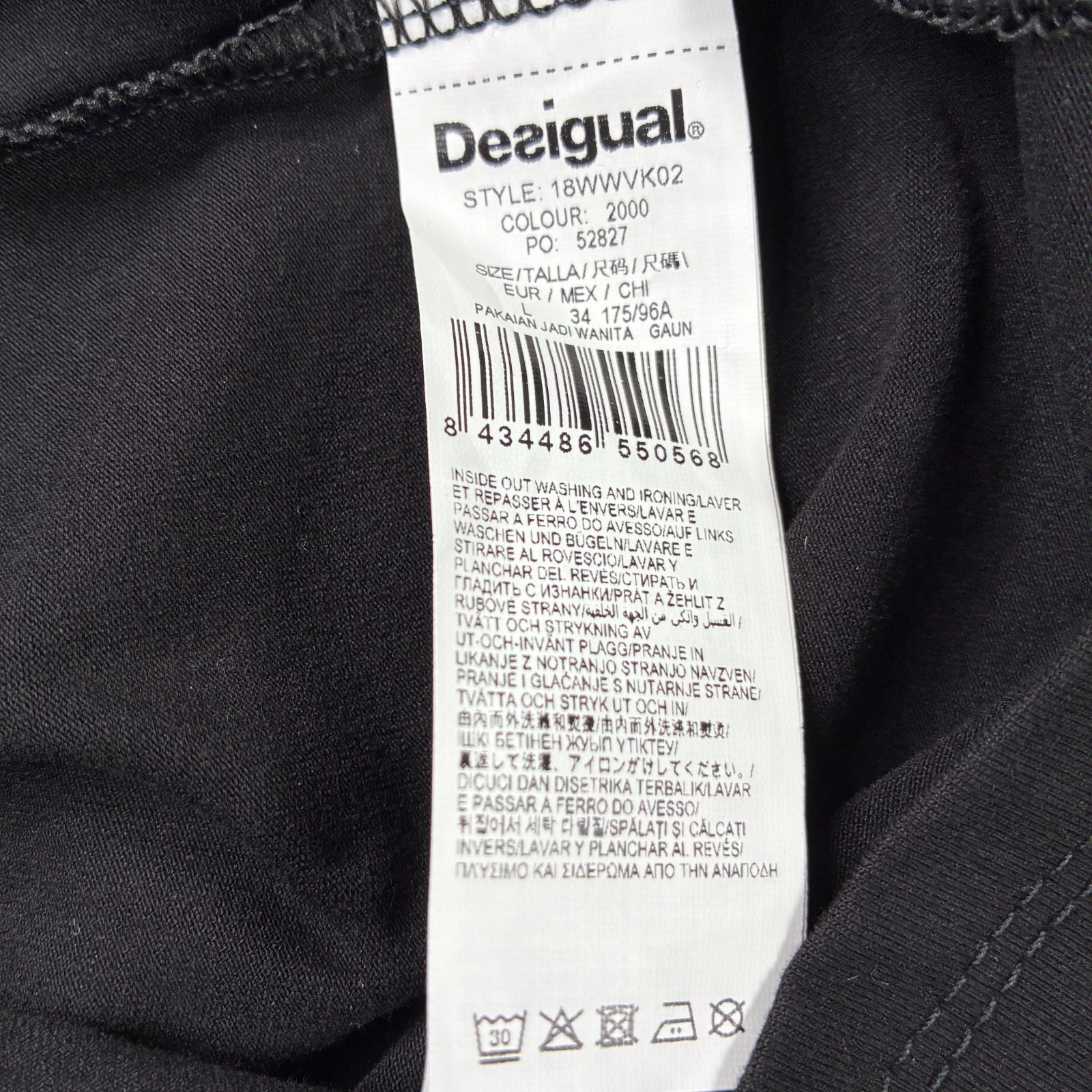 Desigual Dress Womens Large Black Floral Birds Art To Wear Vanity Model NEW