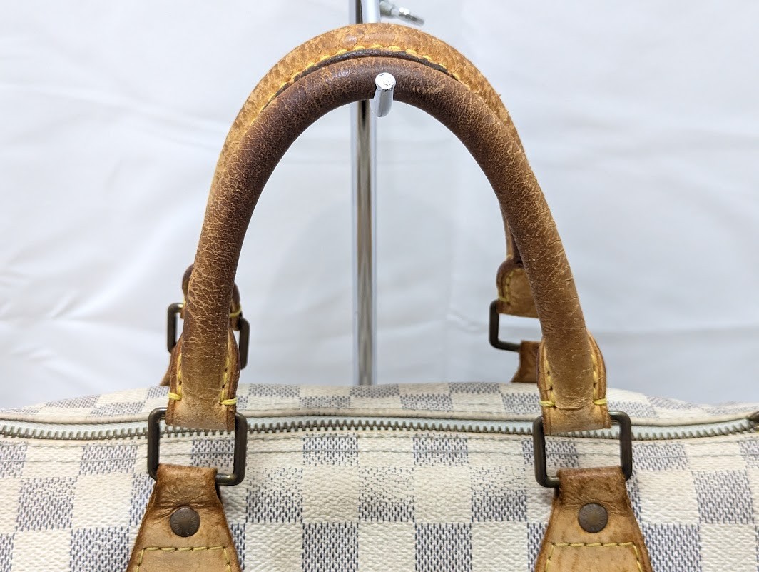 LOUIS VUITTON Damier Azur Speedy 30 White Hand Bag N41533 SP2048 Authentic LV